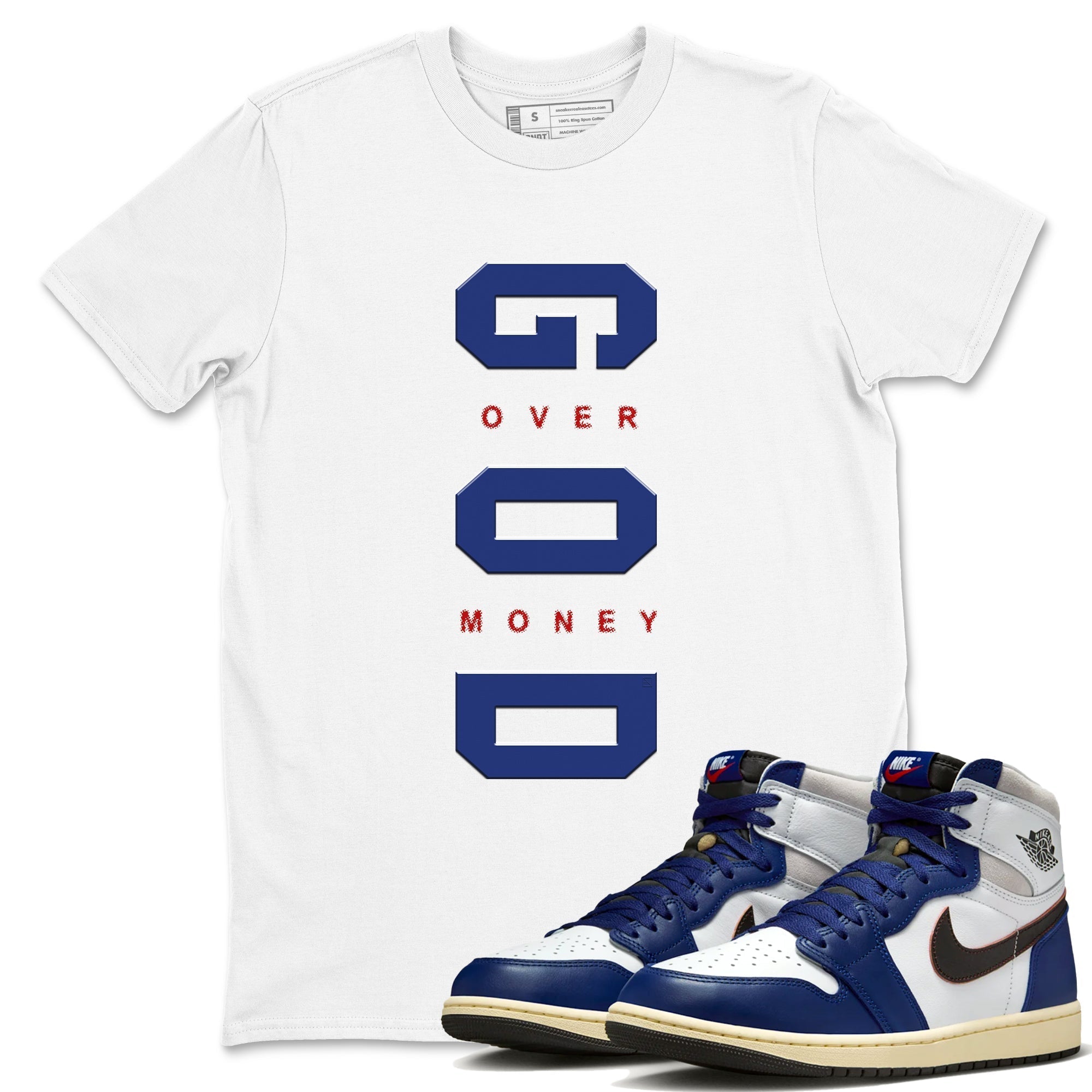 God Over Money snkmatch Tees - Air Jordan 1 Rare Air