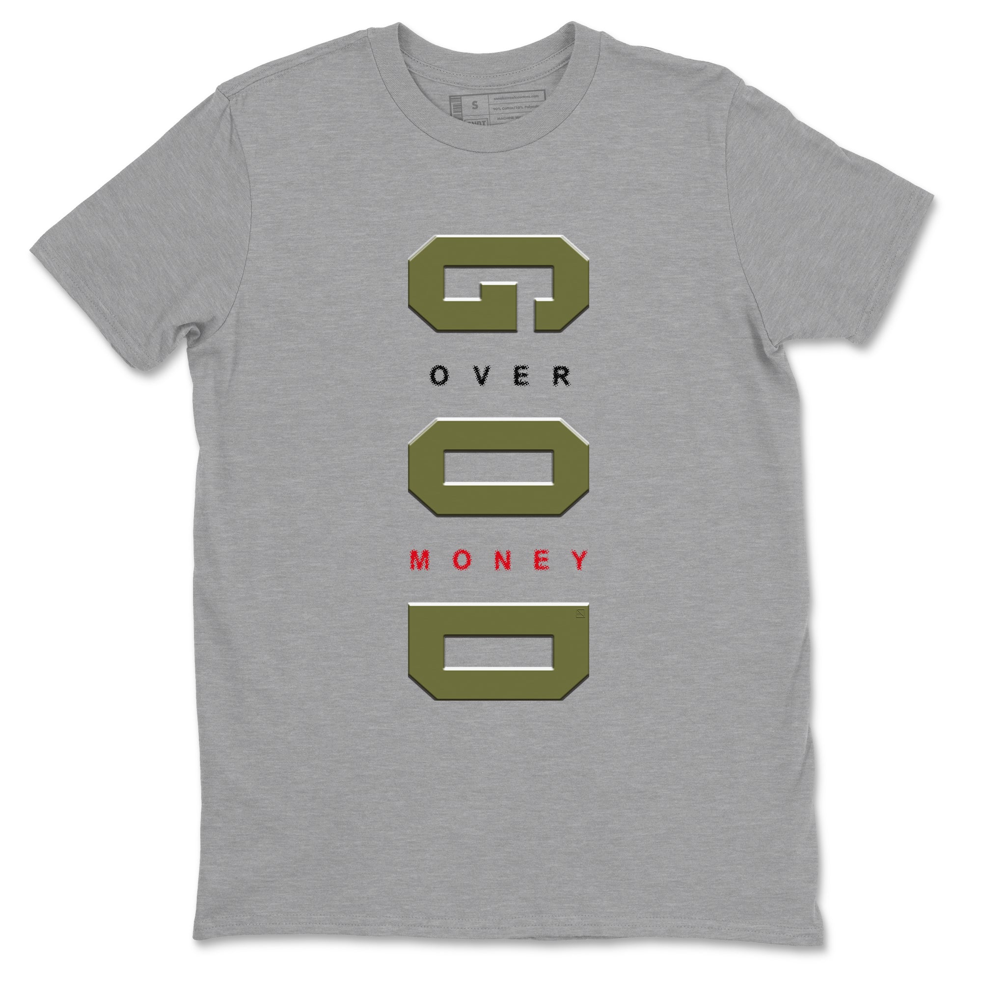 God Over Money snkmatch Tees - Air Jordan 1 Travis Scott Medium Olive