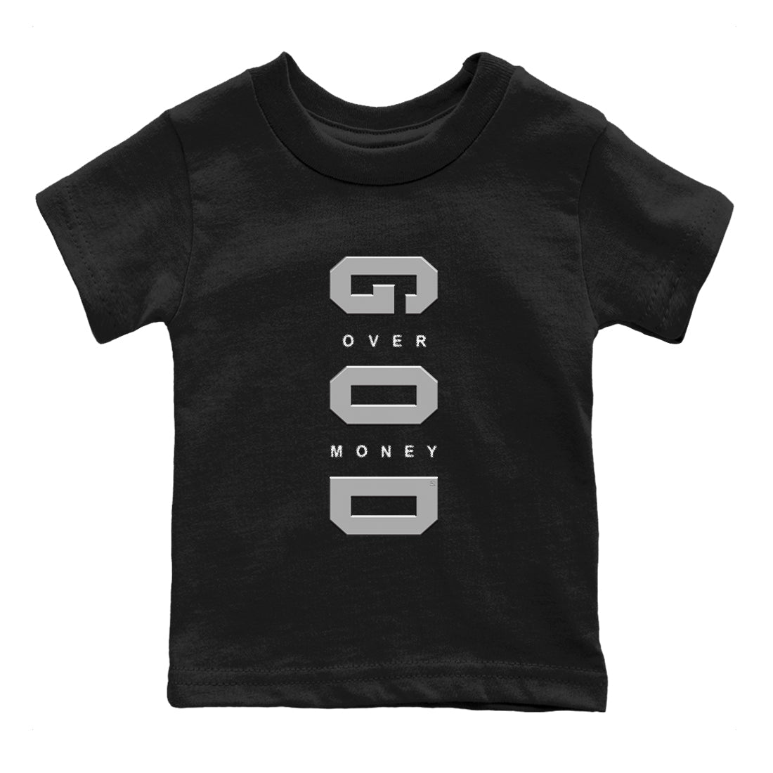 God Over Money snkmatch Tees Kids - Air Jordan 12 Black Wolf Grey