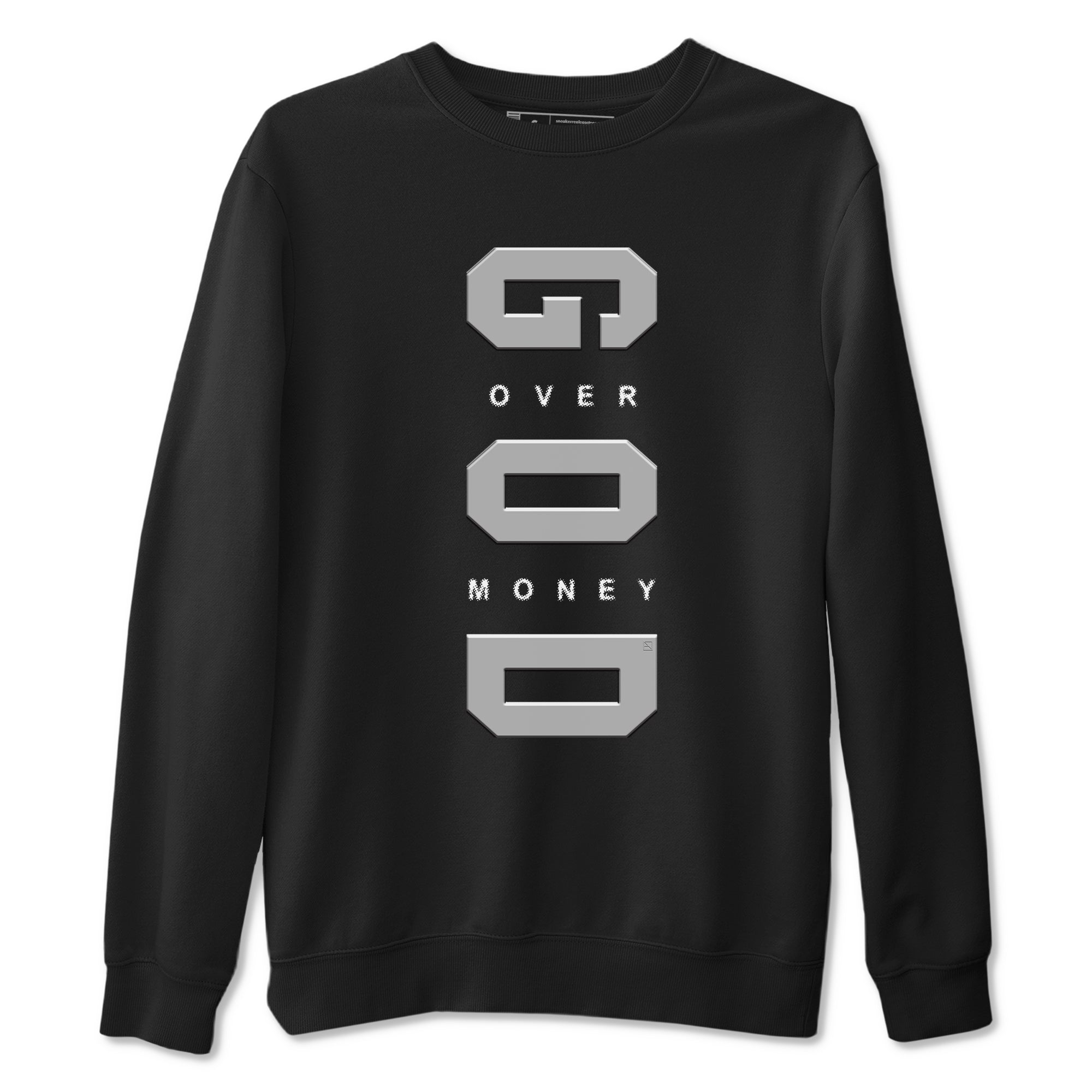 God Over Money snkmatch Tees - Air Jordan 12 Black Wolf Grey