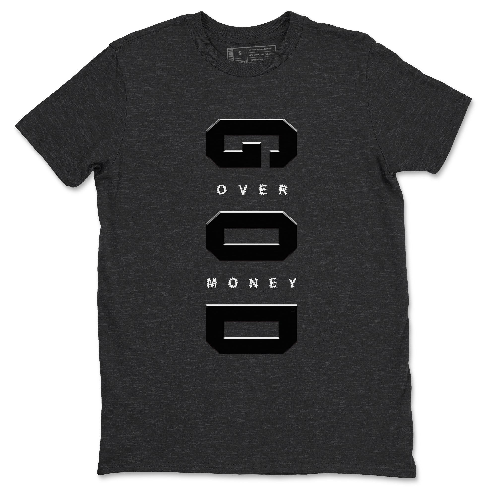 God Over Money snkmatch Tees - Air Jordan 12 Black Wolf Grey