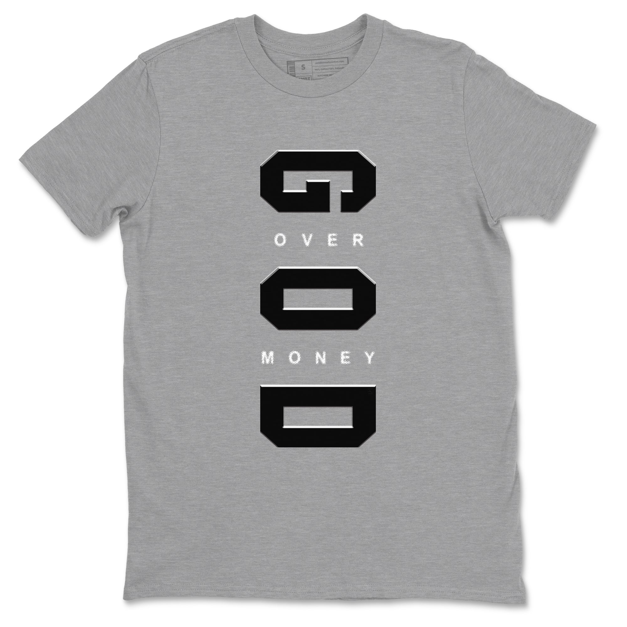 God Over Money snkmatch Tees - Air Jordan 12 Black Wolf Grey