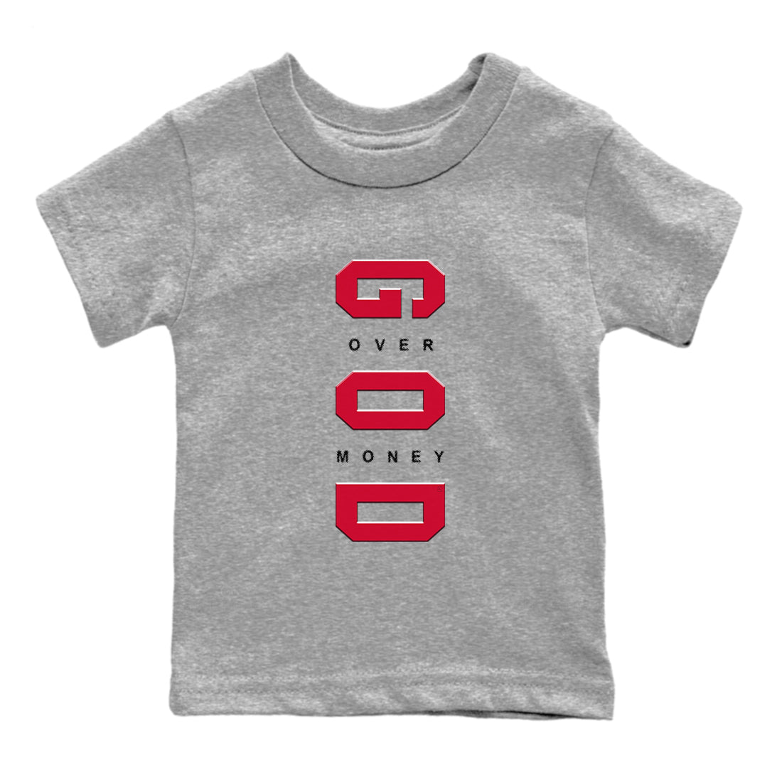 God Over Money snkmatch Tees Kids - Air Jordan 12 Flu Game