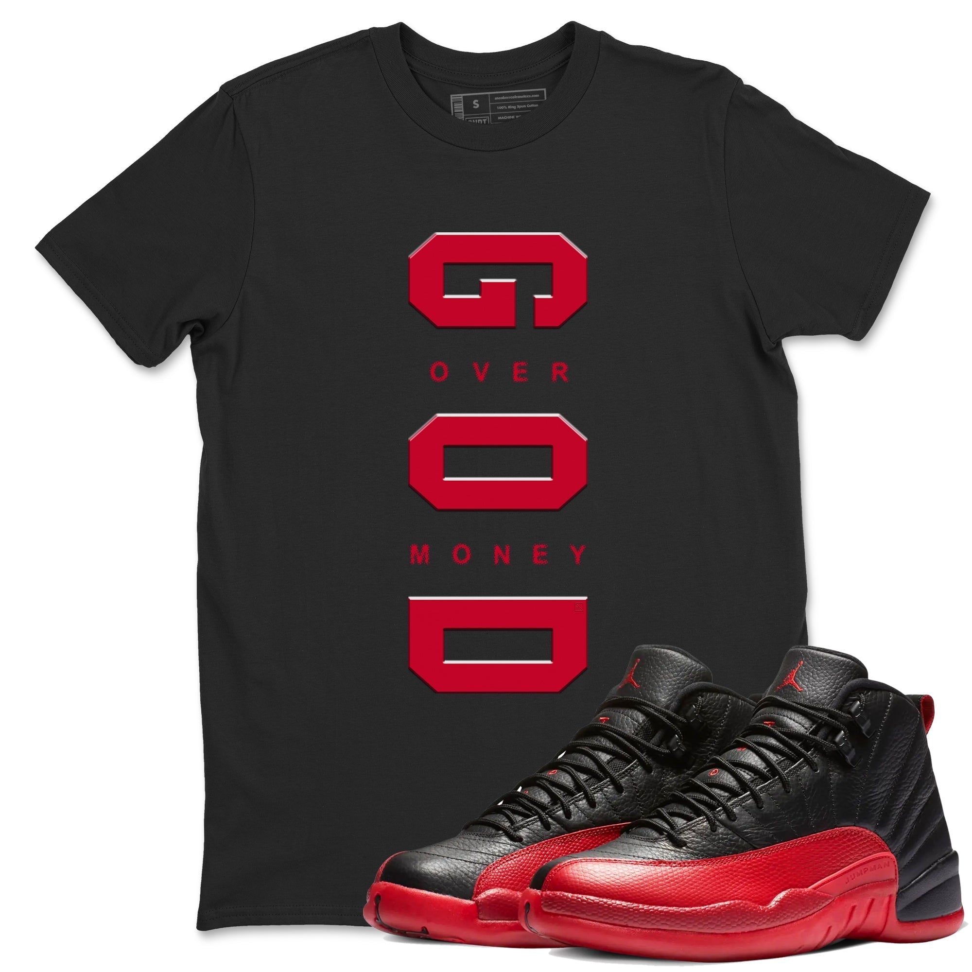 God Over Money snkmatch Tees - Air Jordan 12 Flu Game