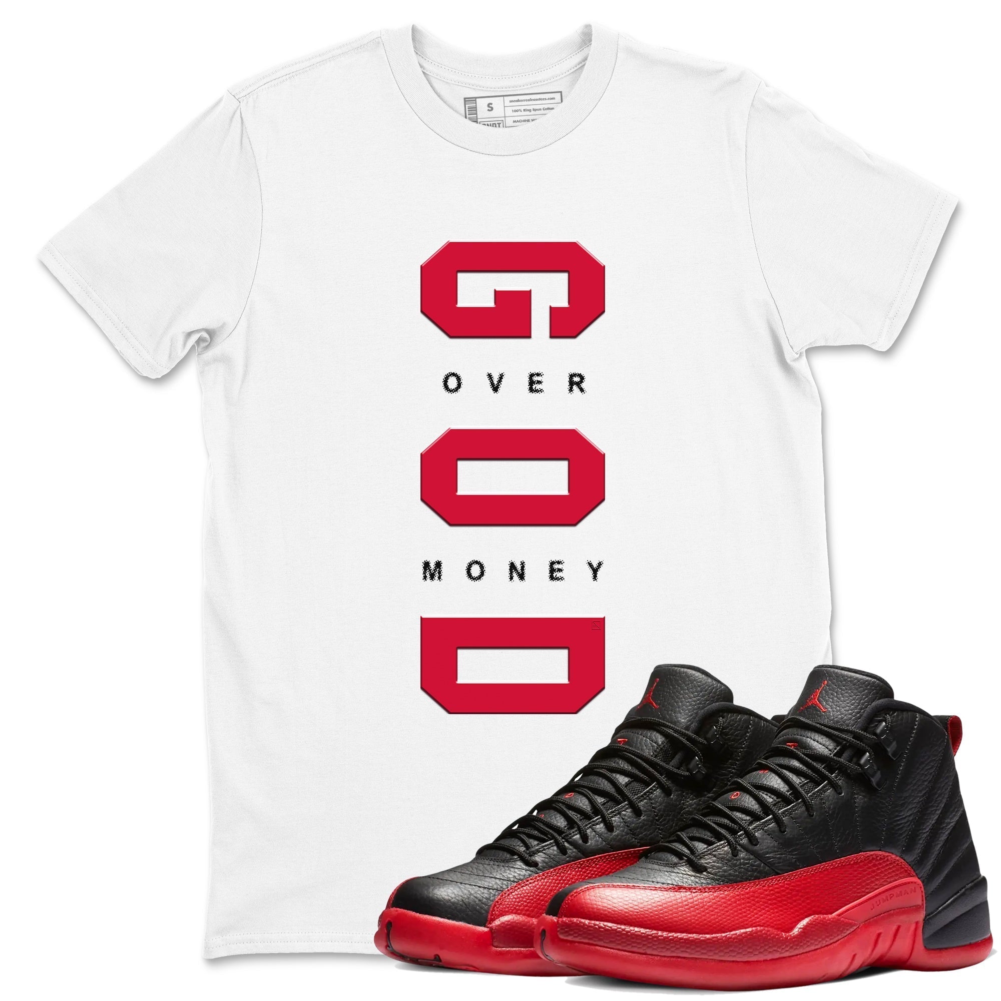 God Over Money snkmatch Tees - Air Jordan 12 Flu Game