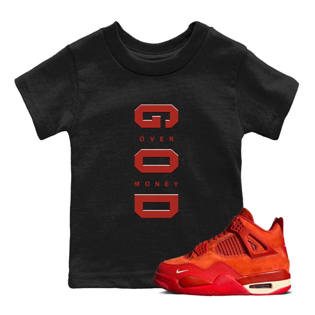 God Over Money snkmatch Tees Kids - Air Jordan 4 Brick By Brick