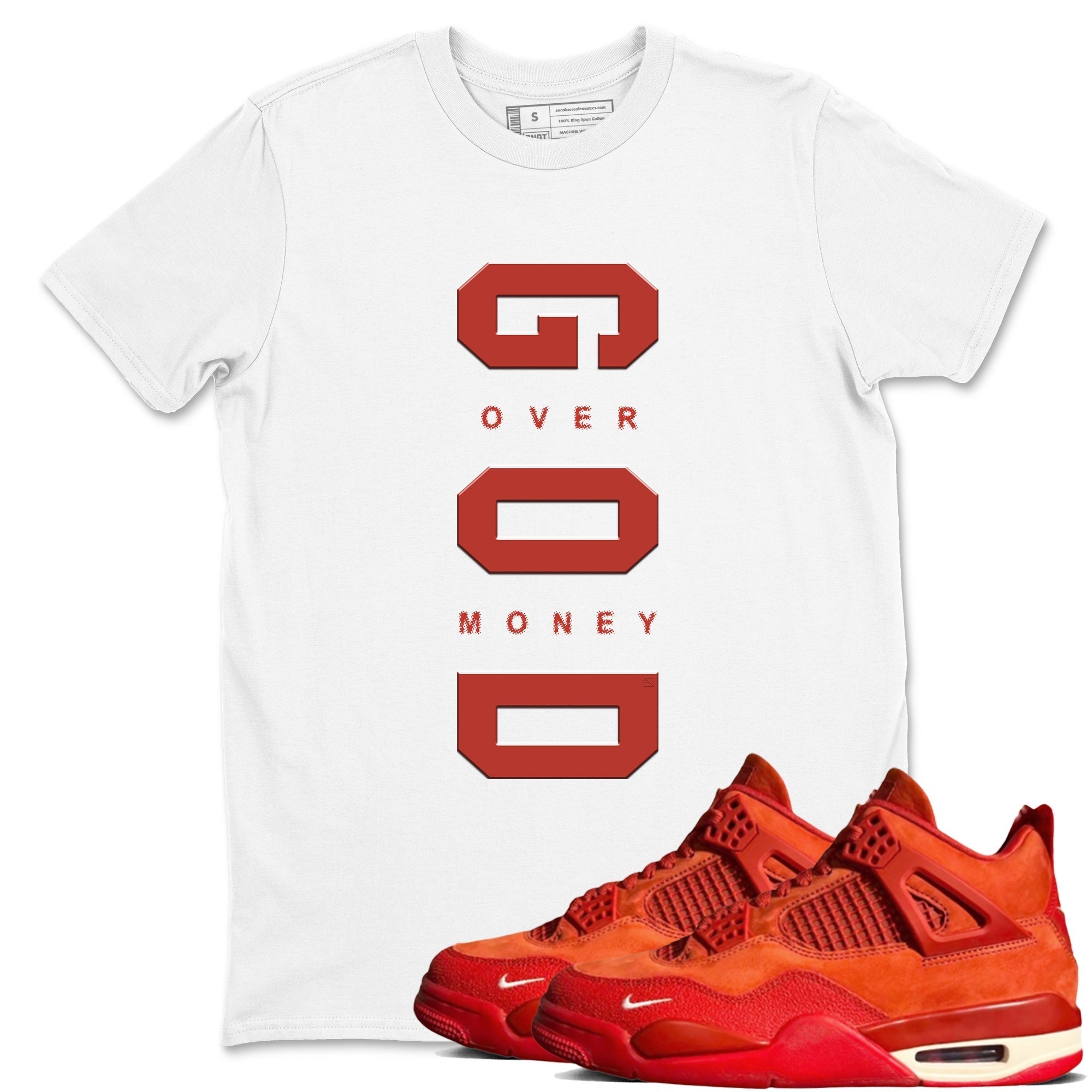 God Over Money snkmatch Tees - Air Jordan 4 Brick By Brick