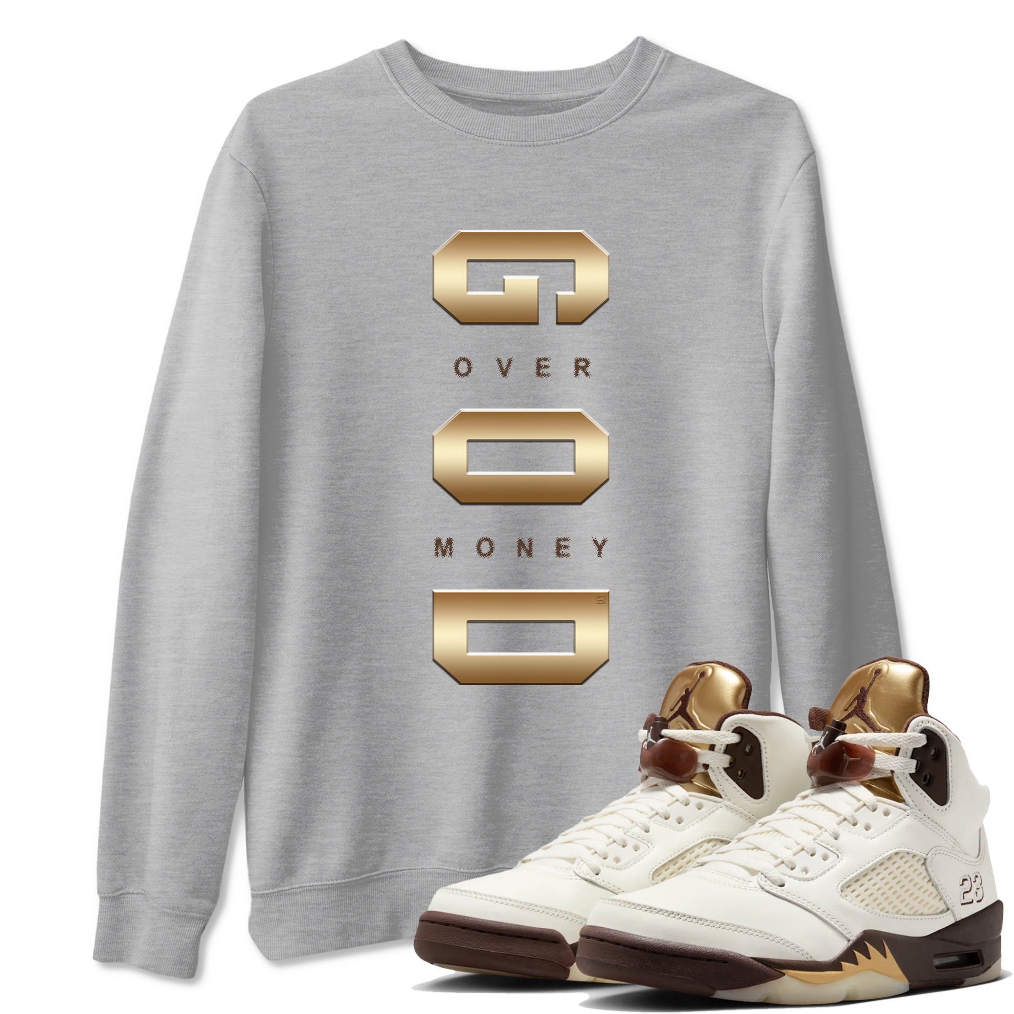 God Over Money snkmatch Tees - Air Jordan 5 Golden Ticket