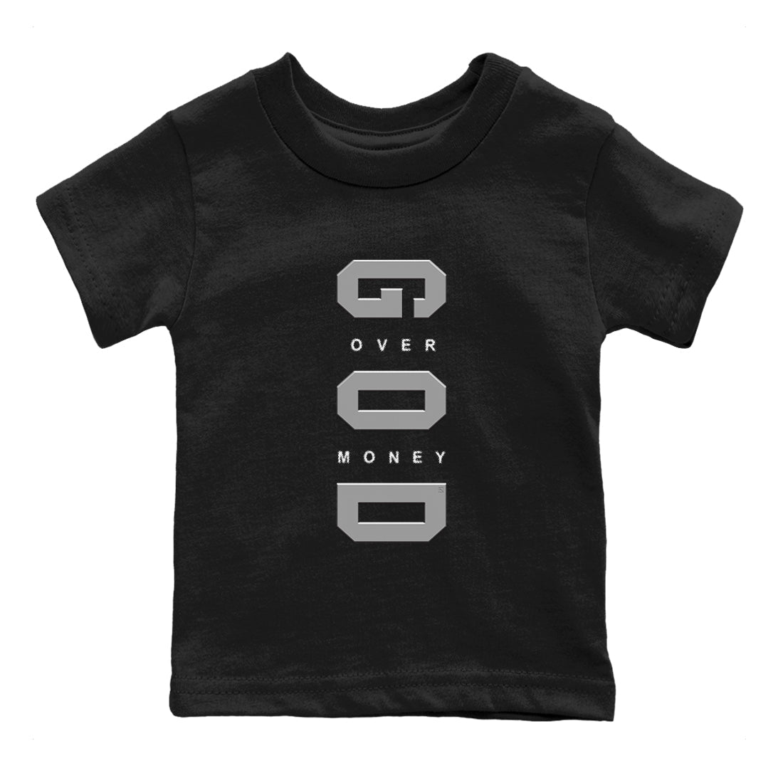 God Over Money snkmatch Tees Kids - Air Jordan 9 Cool Grey