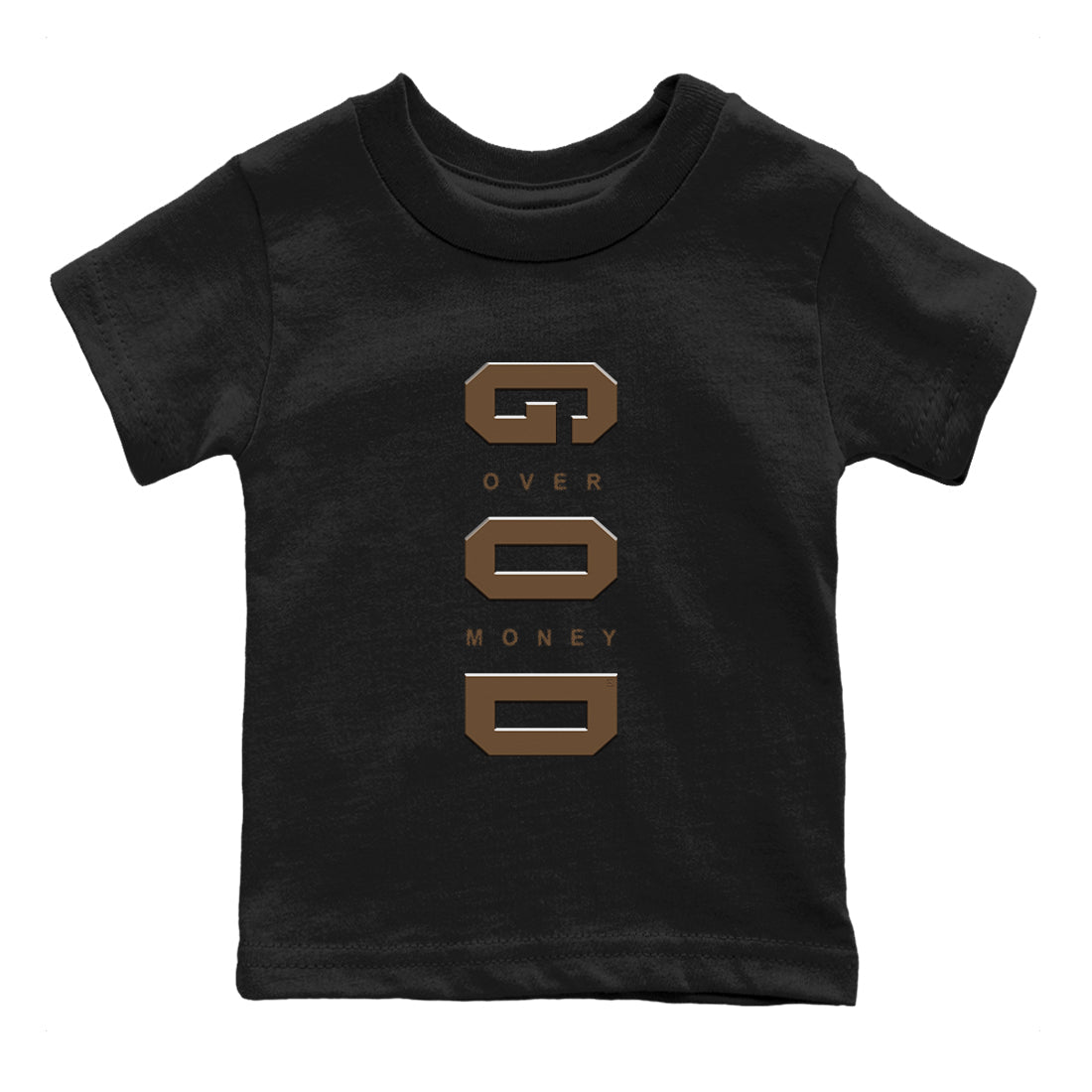 God Over Money snkmatch Tees Kids - Jordan Jumpman Jack Travis Scott Dark Mocha