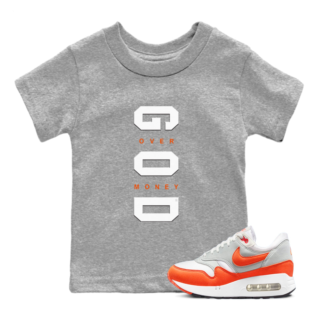 God Over Money snkmatch Tees Kids - Air Max 1 Cosmic Clay
