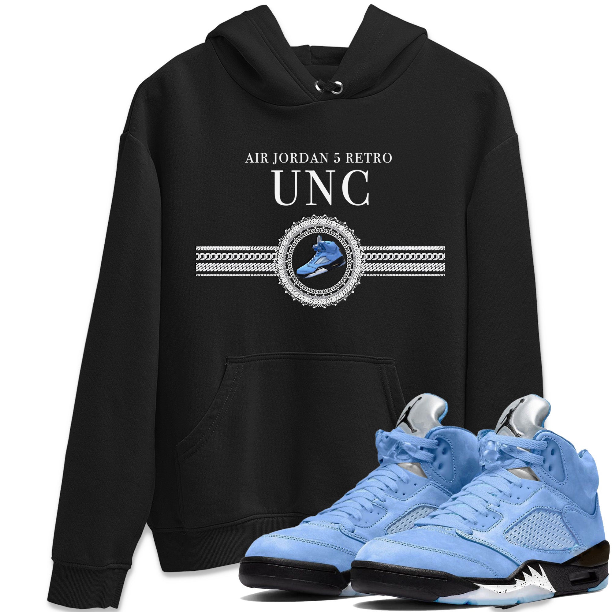 Gold Chain Unisex Tops - Air Jordan 5 UNC