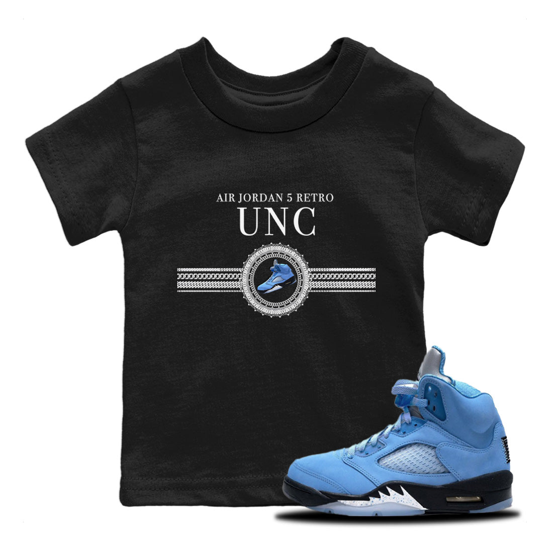 Gold Chain Kids Tops - Air Jordan 5 UNC