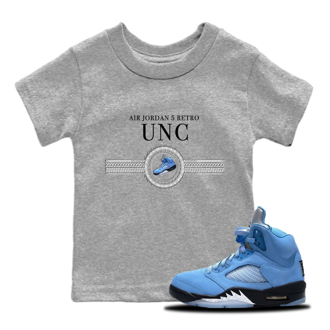 Gold Chain Kids Tops - Air Jordan 5 UNC