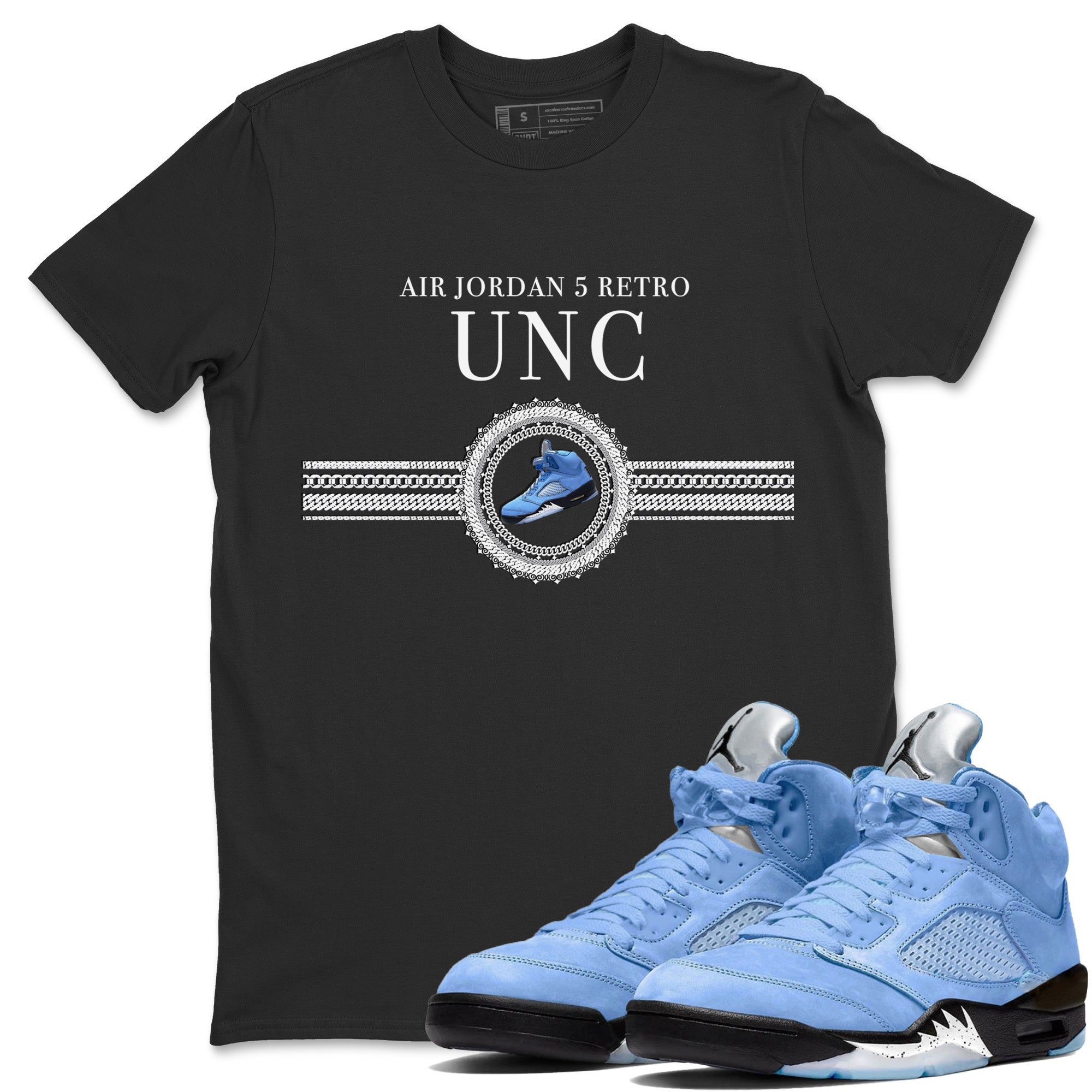 Gold Chain Unisex Tops - Air Jordan 5 UNC