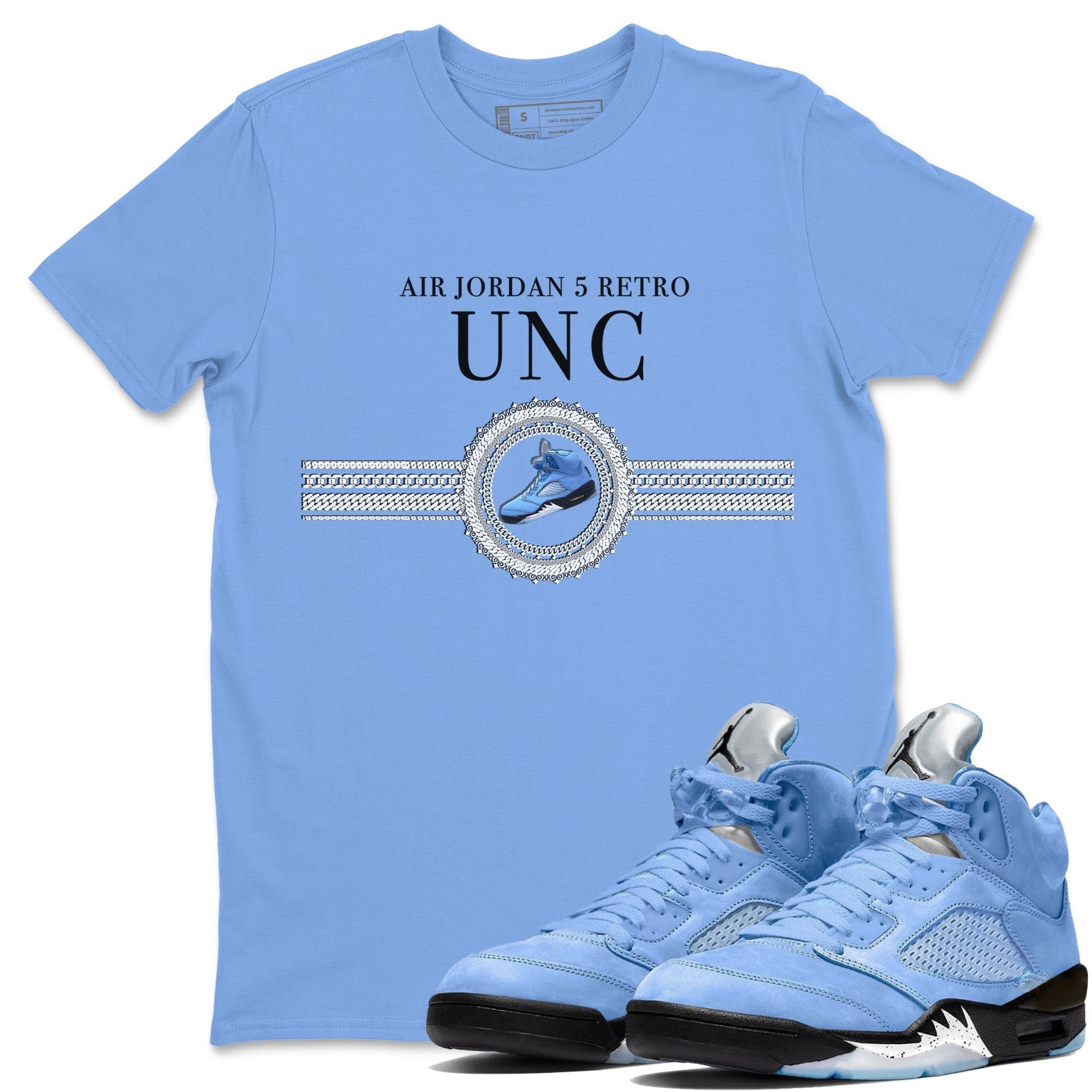 Gold Chain Unisex Tops - Air Jordan 5 UNC