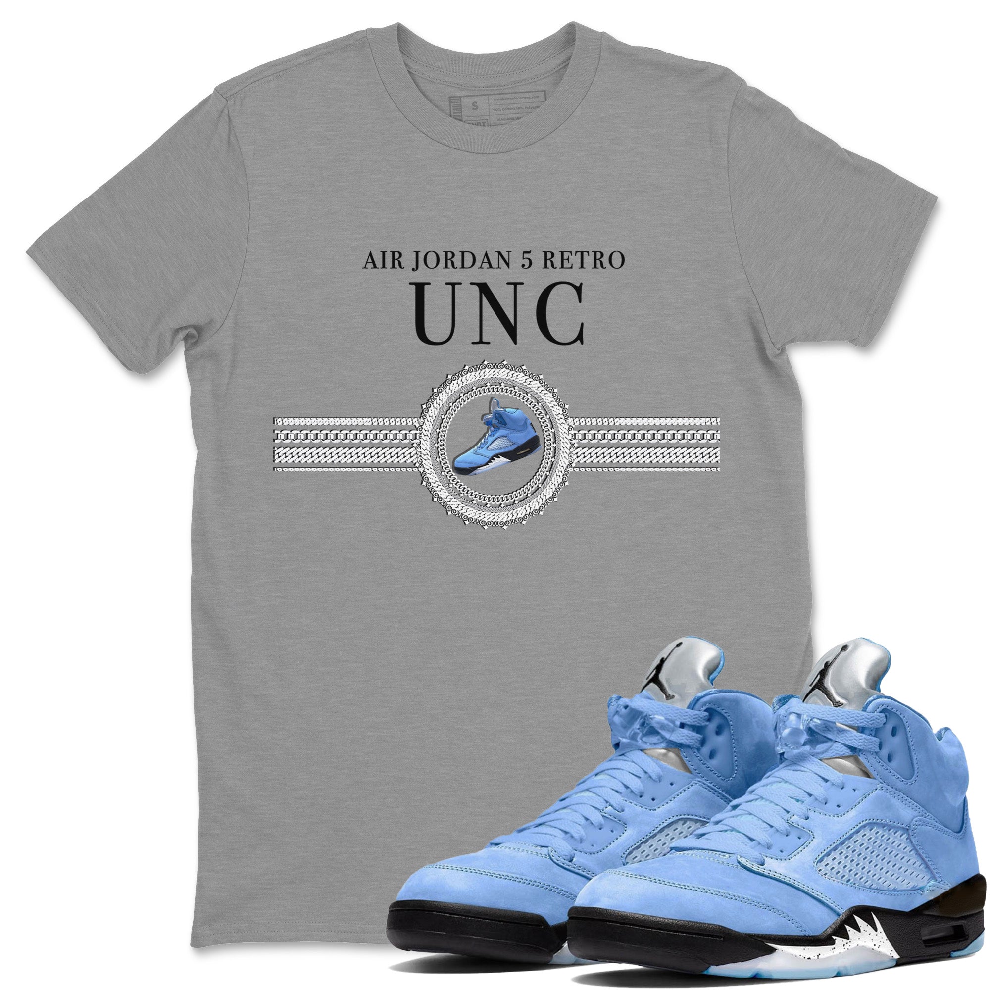 Gold Chain Unisex Tops - Air Jordan 5 UNC