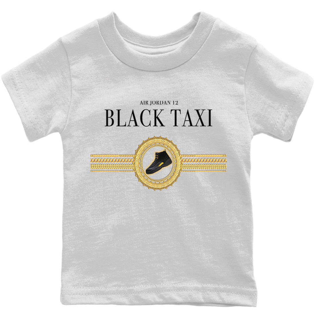 Gold Chains Kids Tops - Air Jordan 12 Black Taxi