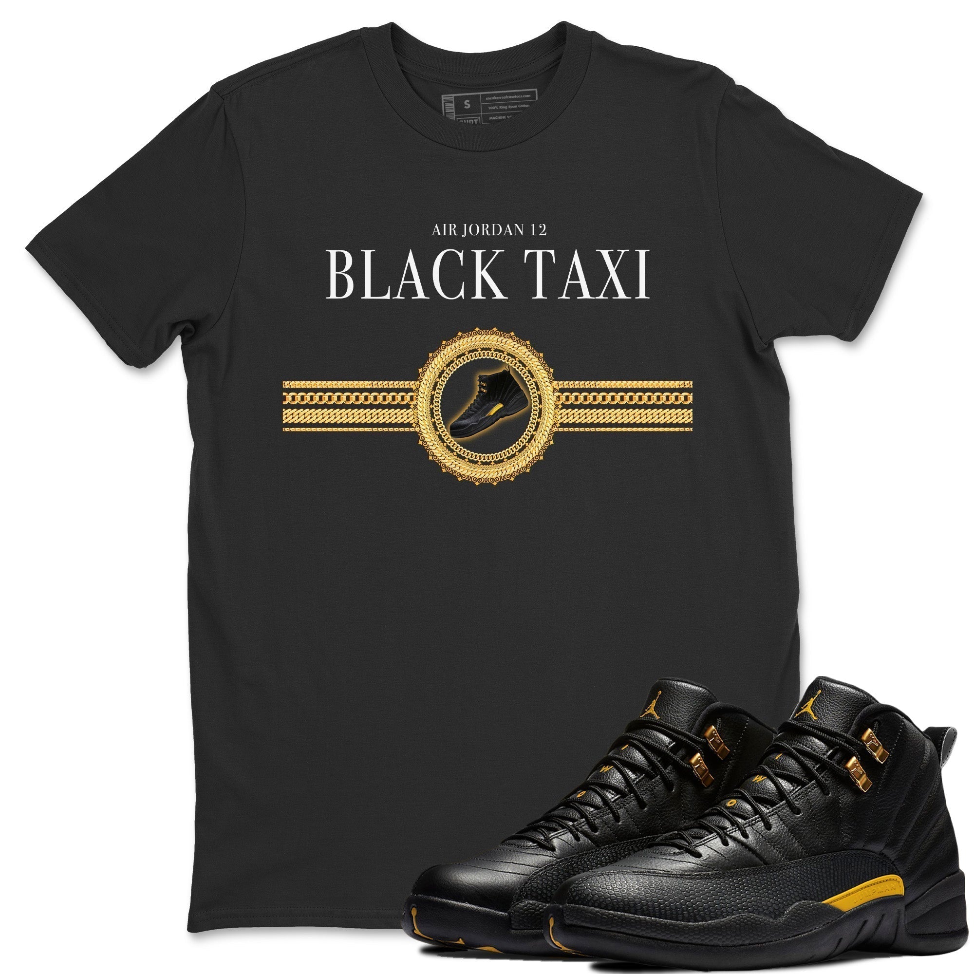 Gold Chains Unisex Tops - Air Jordan 12 Black Taxi