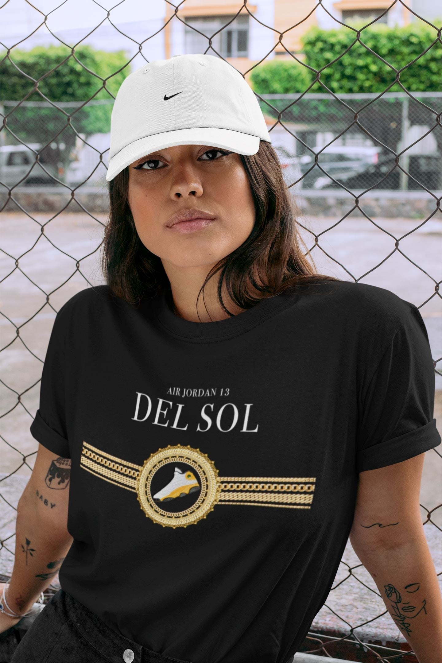 Gold Chains Unisex Tops - Air Jordan 13 Del Sol