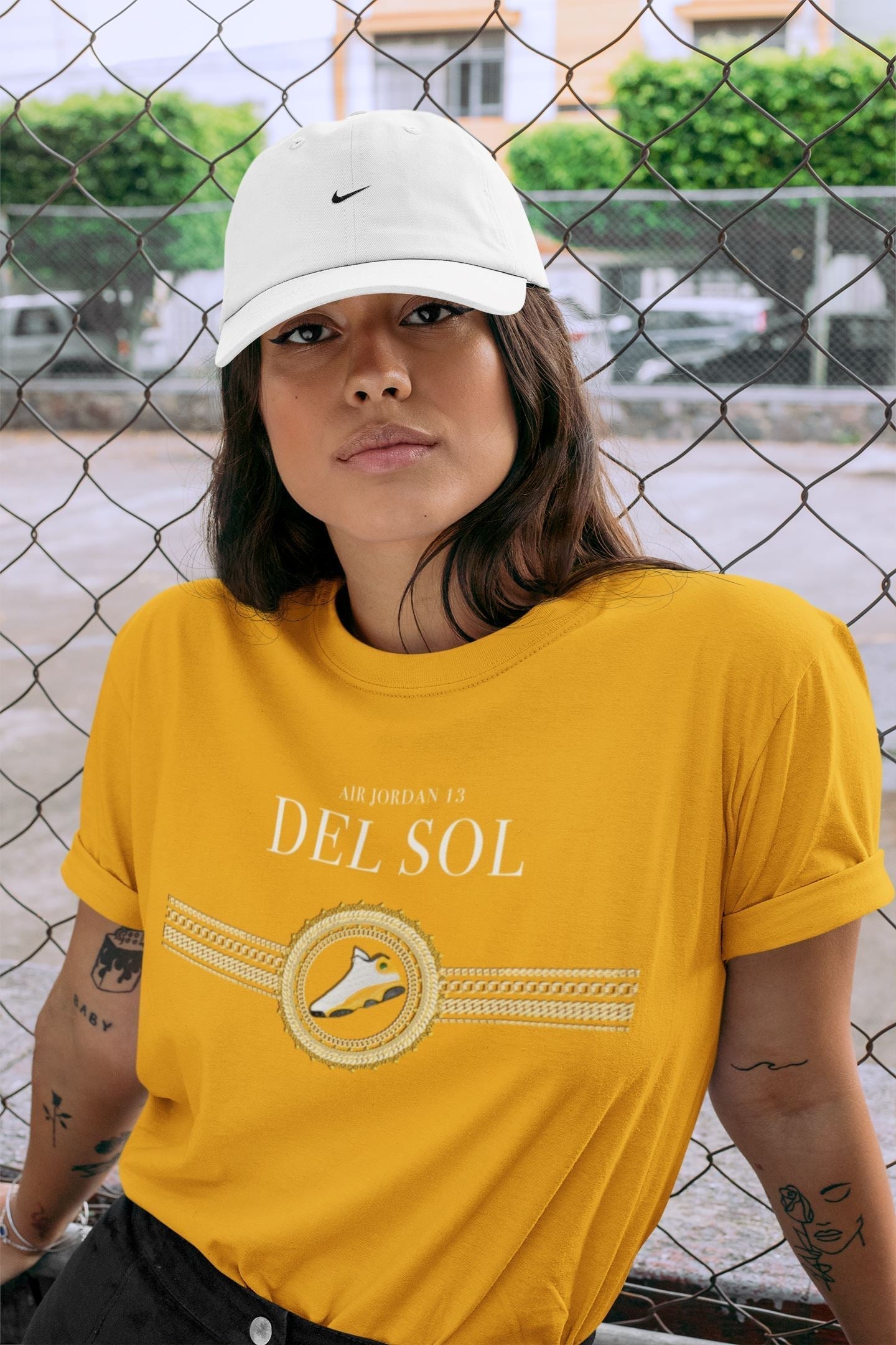 Gold Chains Unisex Tops - Air Jordan 13 Del Sol