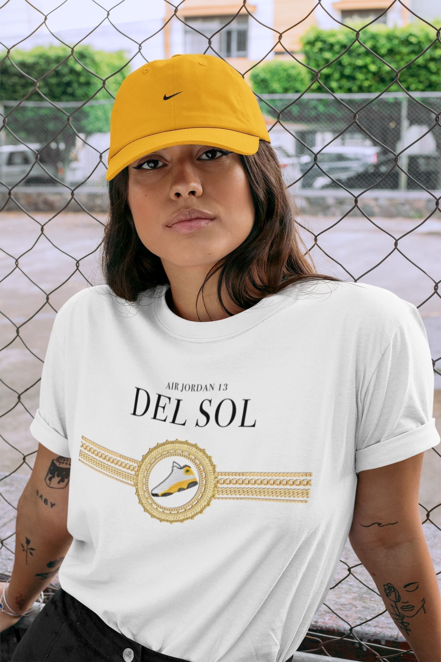 Gold Chains Unisex Tops - Air Jordan 13 Del Sol