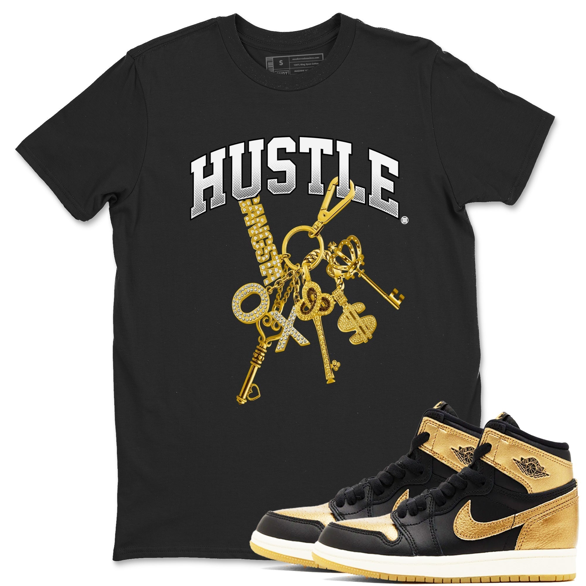 Gold Hustle snkmatch Tees - Air Jordan 1 Black Metallic Gold