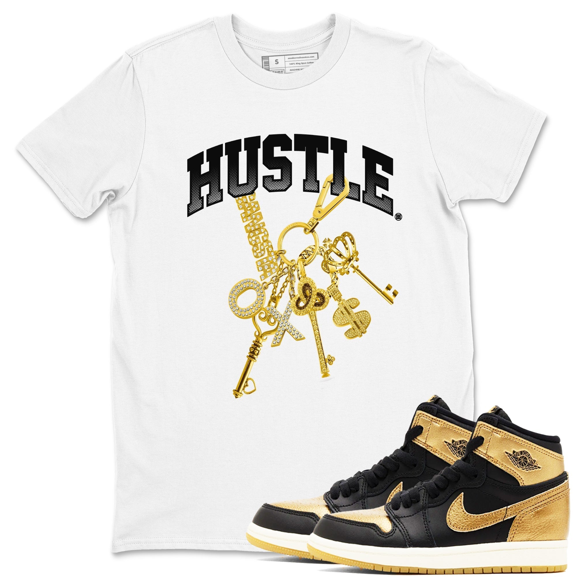 Gold Hustle snkmatch Tees - Air Jordan 1 Black Metallic Gold