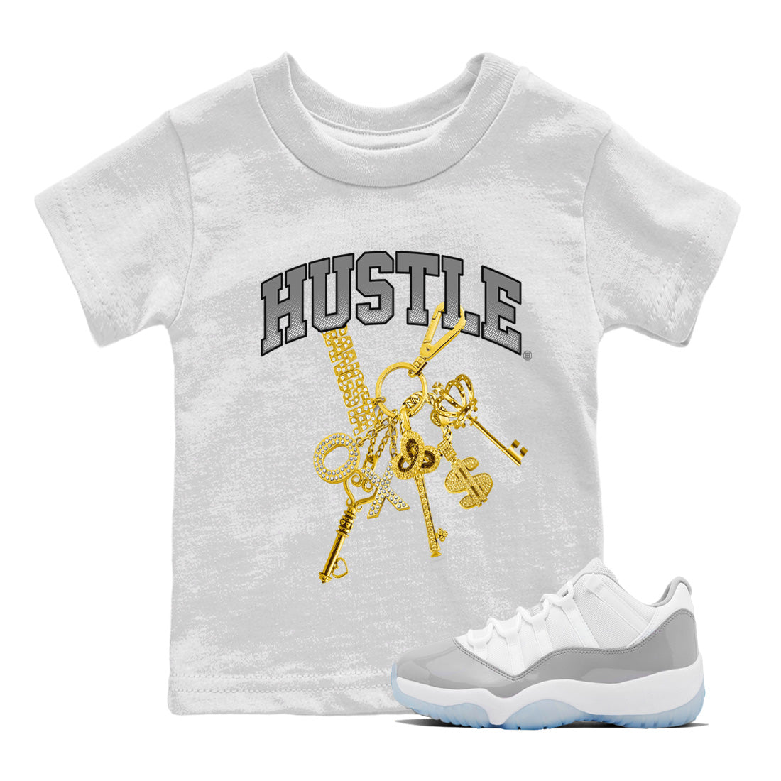 Gold Hustle Kids Tops - Air Jordan 11 White Cement