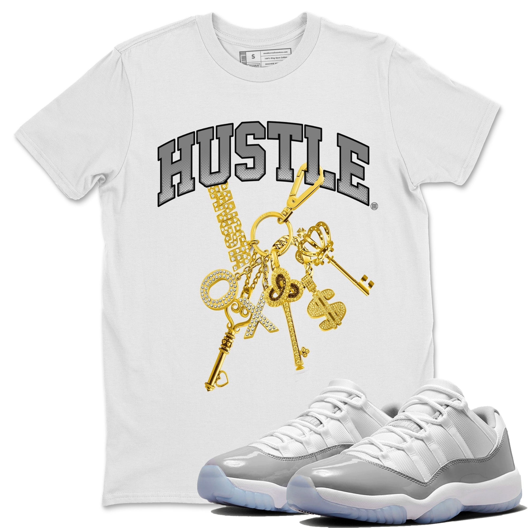 Gold Hustle Unisex Tops - Air Jordan 11 White Cement