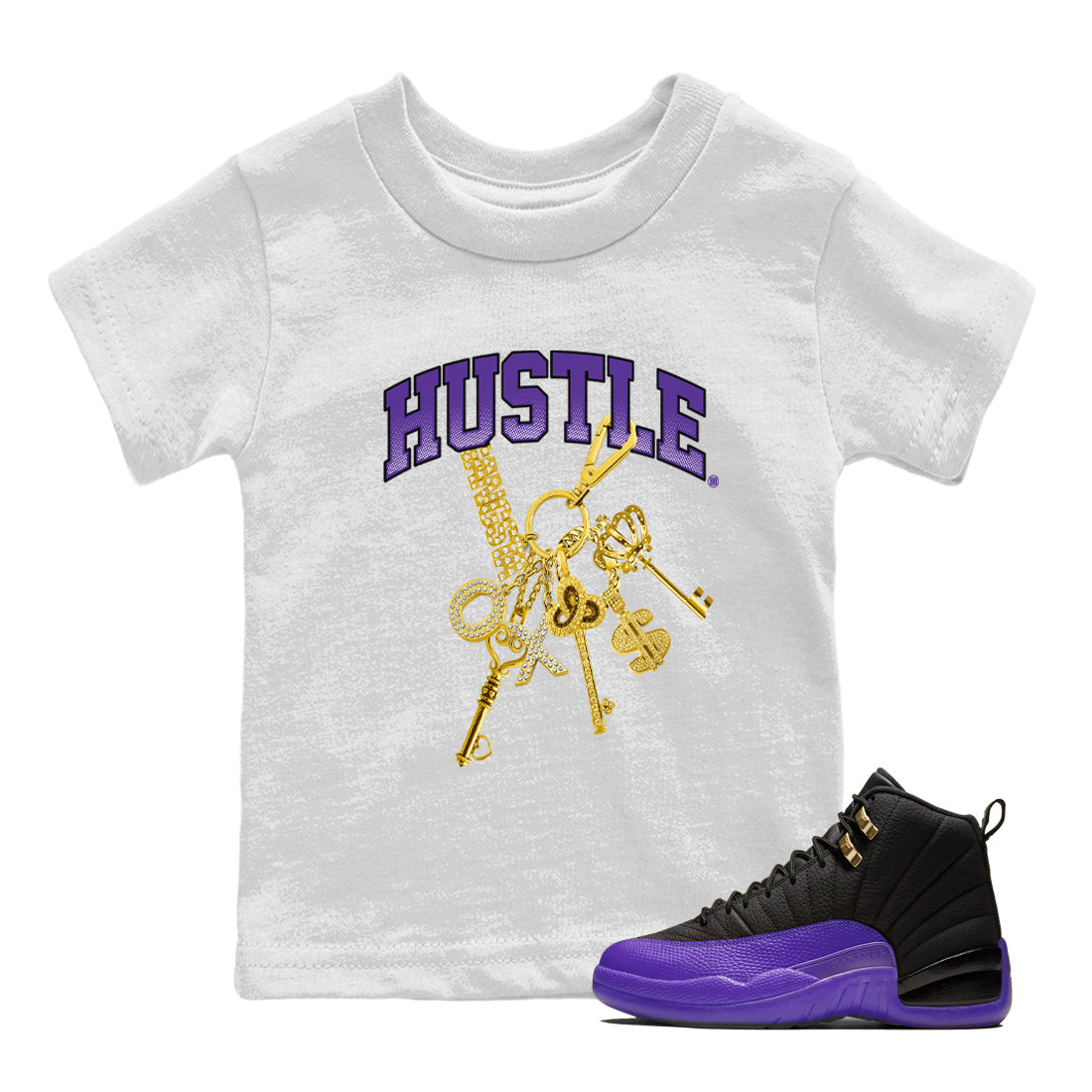 Gold Hustle Kids Tops - Air Jordan 12 Field Purple