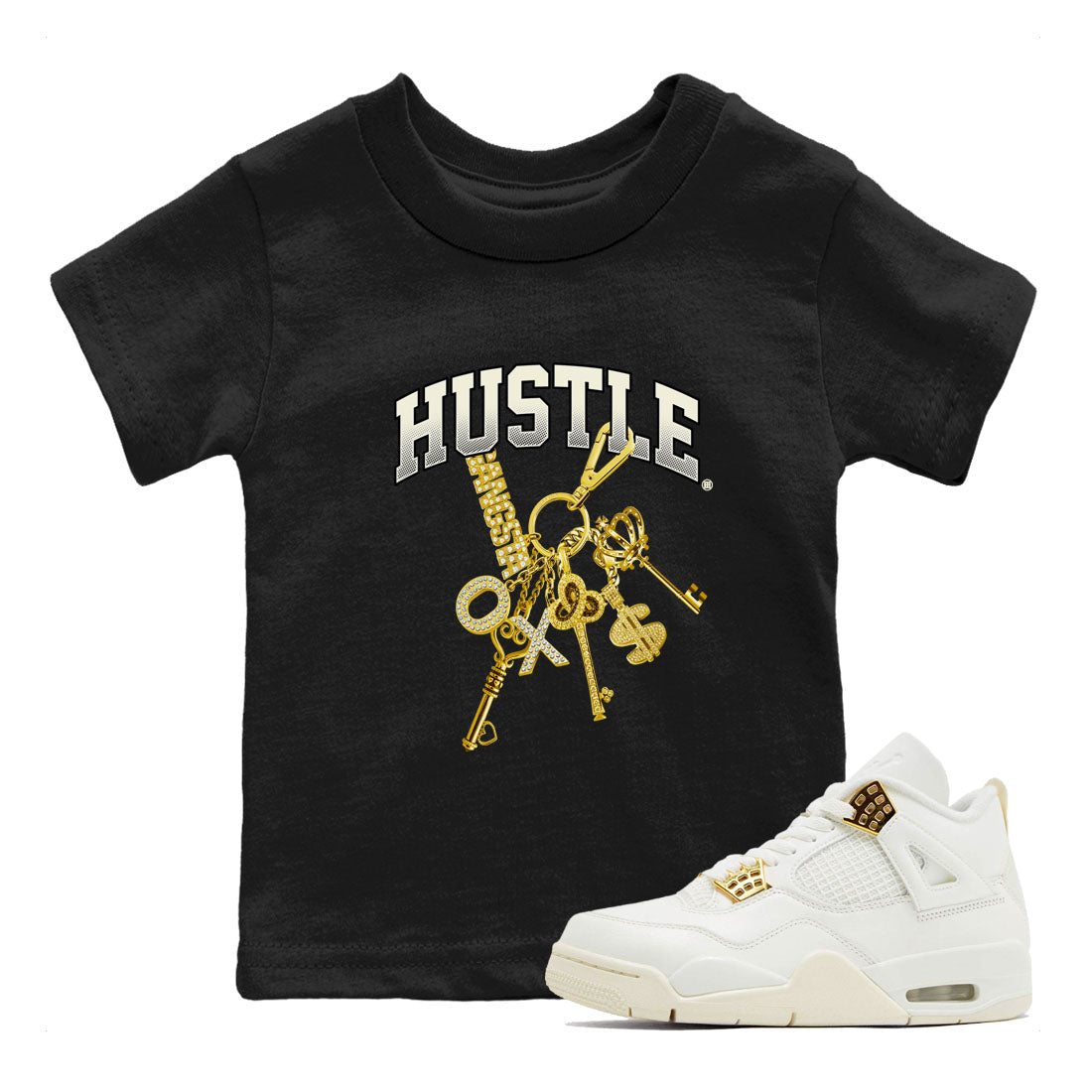 Gold Hustle snkmatch Tees Kids - Air Jordan 4 Sail 2024
