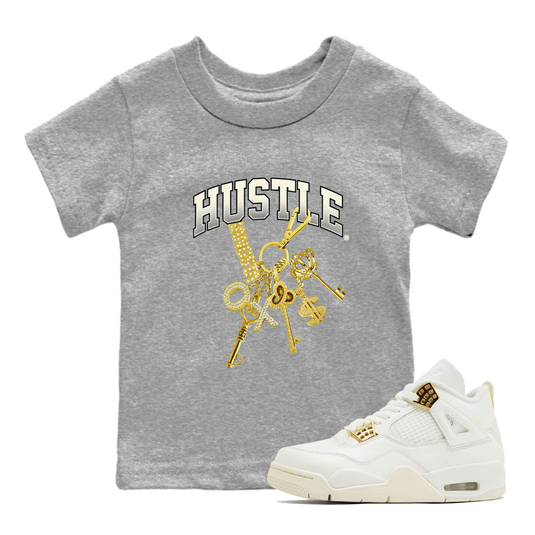Gold Hustle snkmatch Tees Kids - Air Jordan 4 Sail 2024