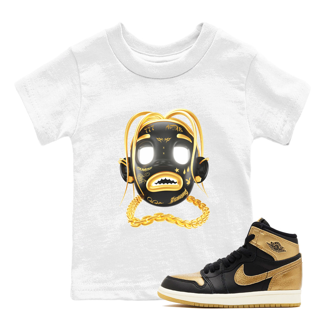 Goosebumps Boy snkmatch Tees Kids - Air Jordan 1 Black Metallic Gold