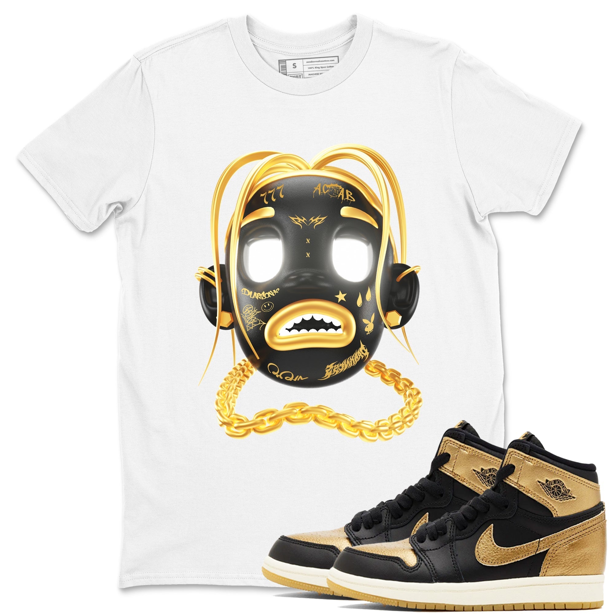 Goosebumps Boy snkmatch Tees - Air Jordan 1 Black Metallic Gold