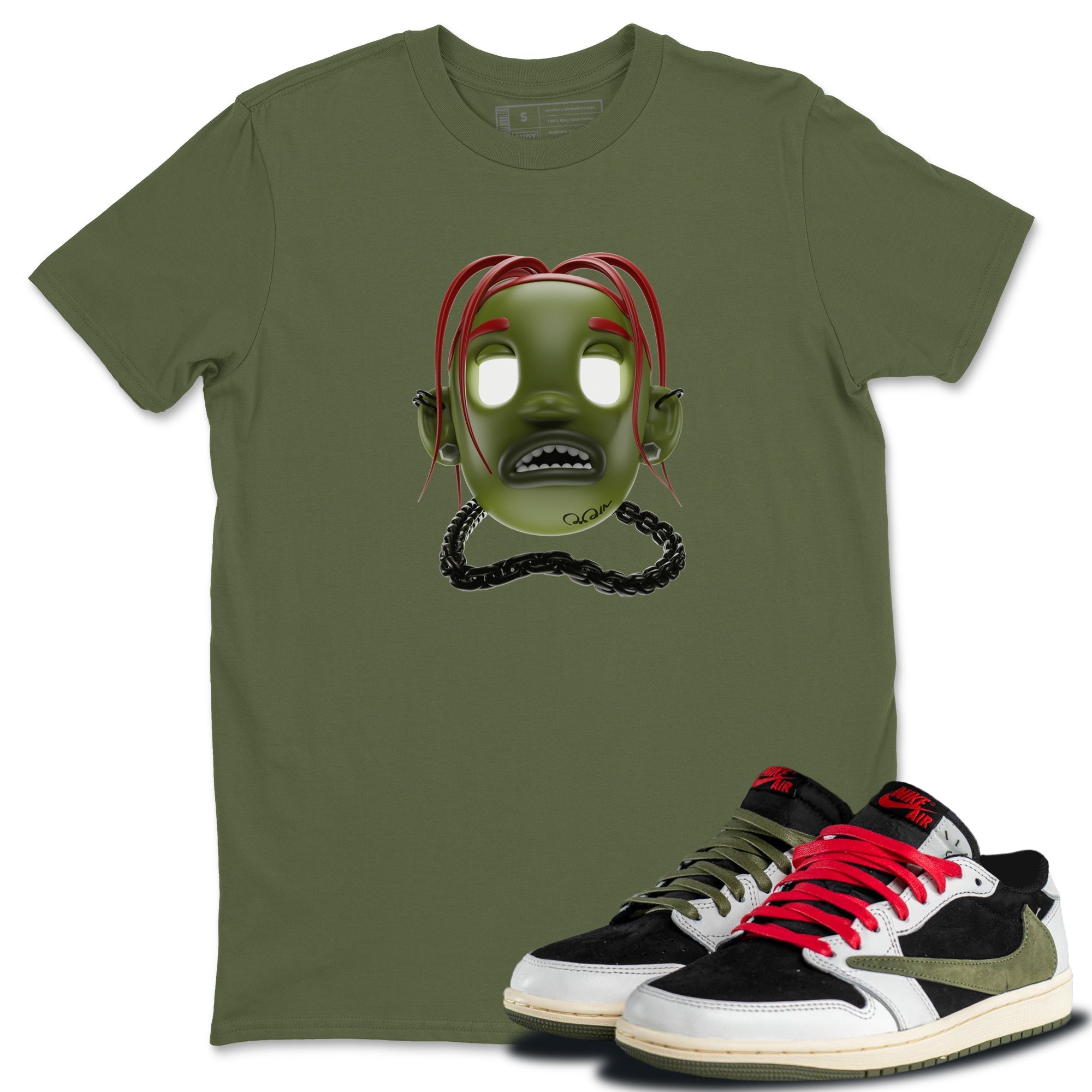 Goosebumps Boy Unisex Tops - Air Jordan 1 Travis Scott Olive