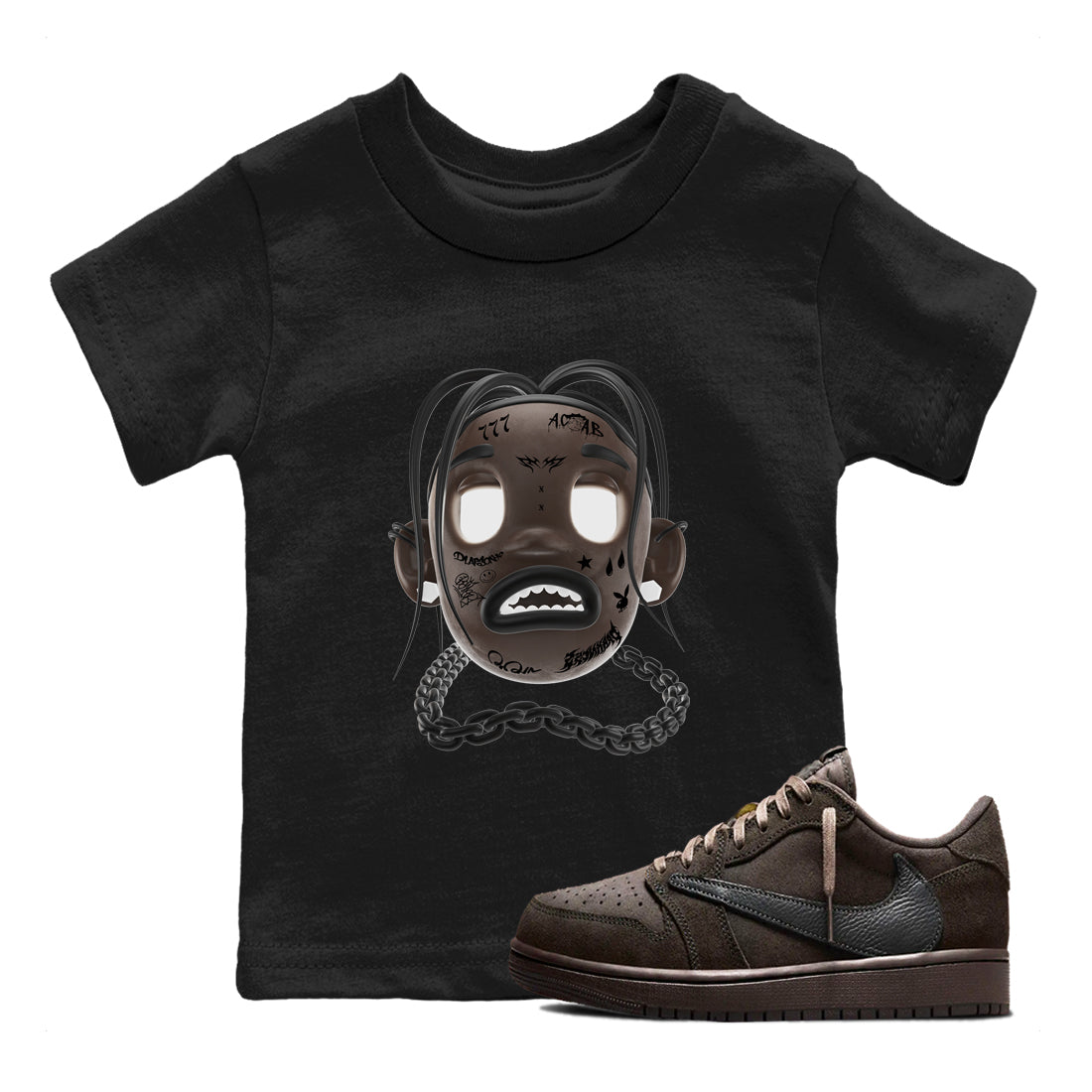 Goosebumps Boy snkmatch Tees Kids - Air Jordan 1 Travis Scott Velvet Brown