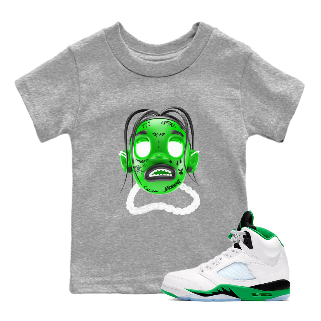 Goosebumps Boy snkmatch Tees Kids - Air Jordan 5 Lucky Green