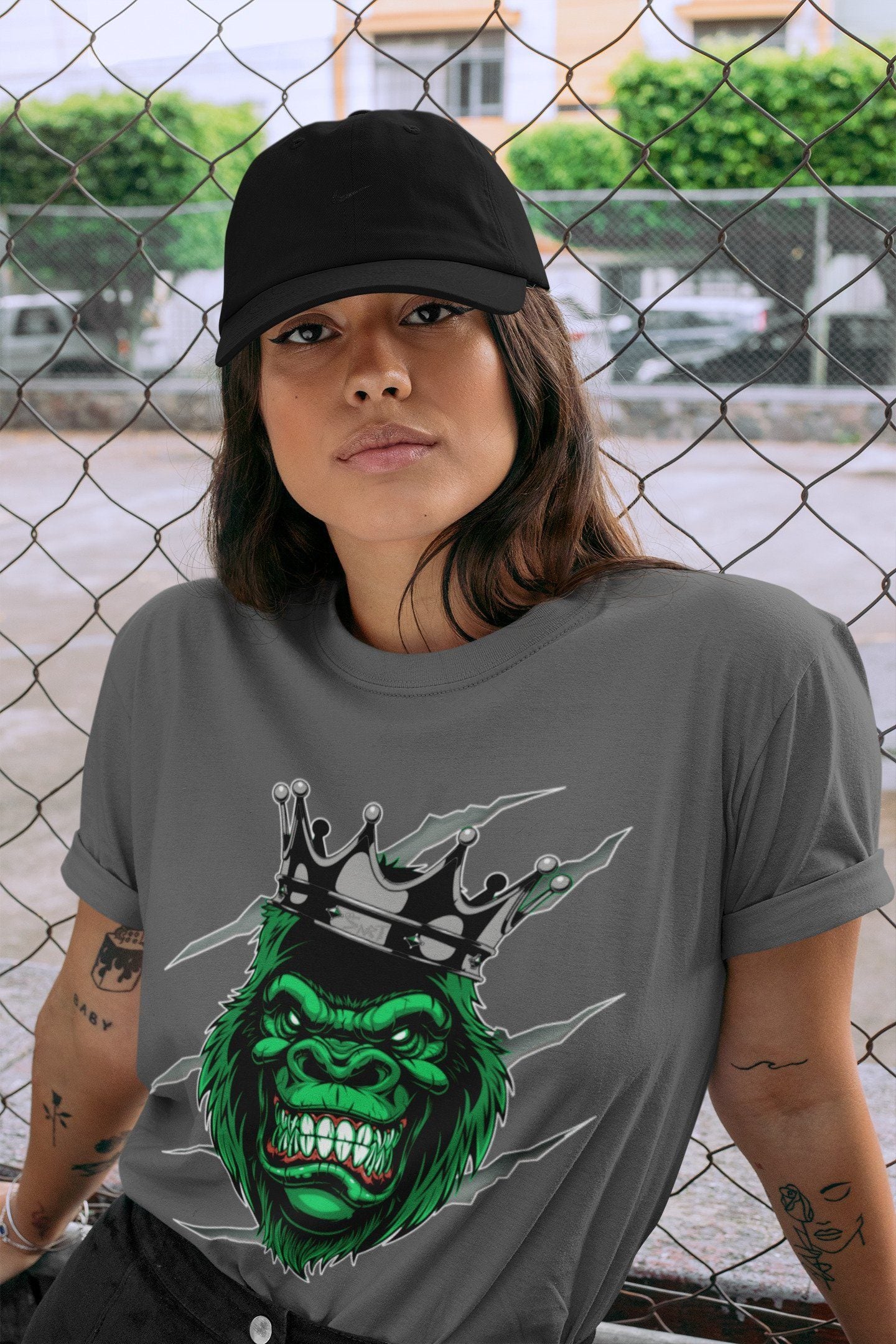 Gorilla Unisex Tops - Air Jordan 3 Pine Green