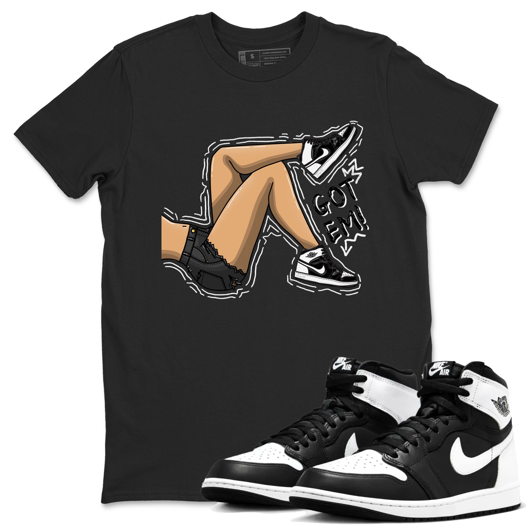 Got Em Legs snkmatch Tees - Air Jordan 1 Black White