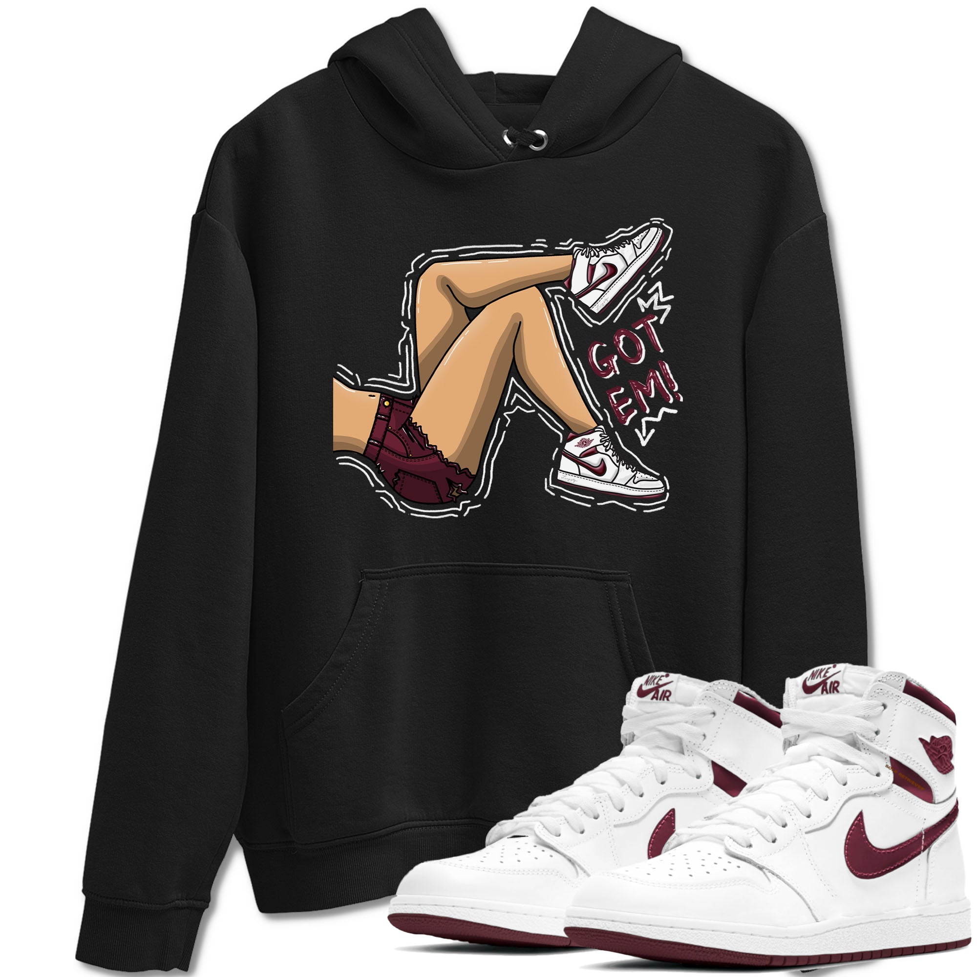 Got Em Legs snkmatch Tees - Air Jordan 1 Metallic Burgundy