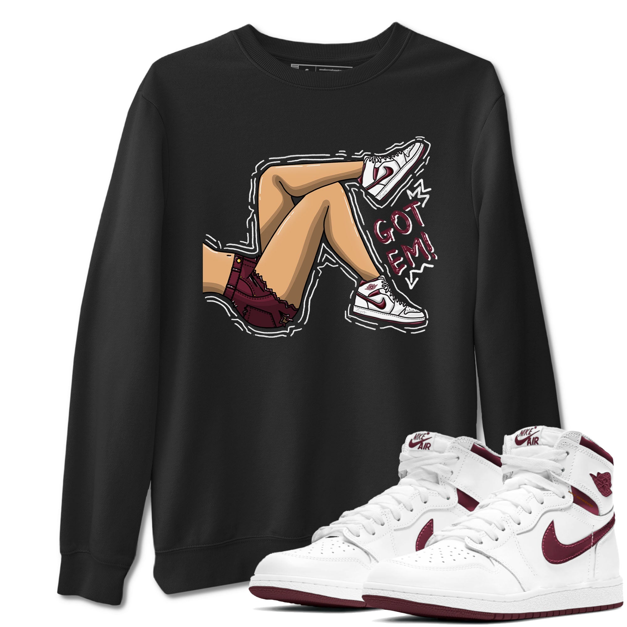 Got Em Legs snkmatch Tees - Air Jordan 1 Metallic Burgundy