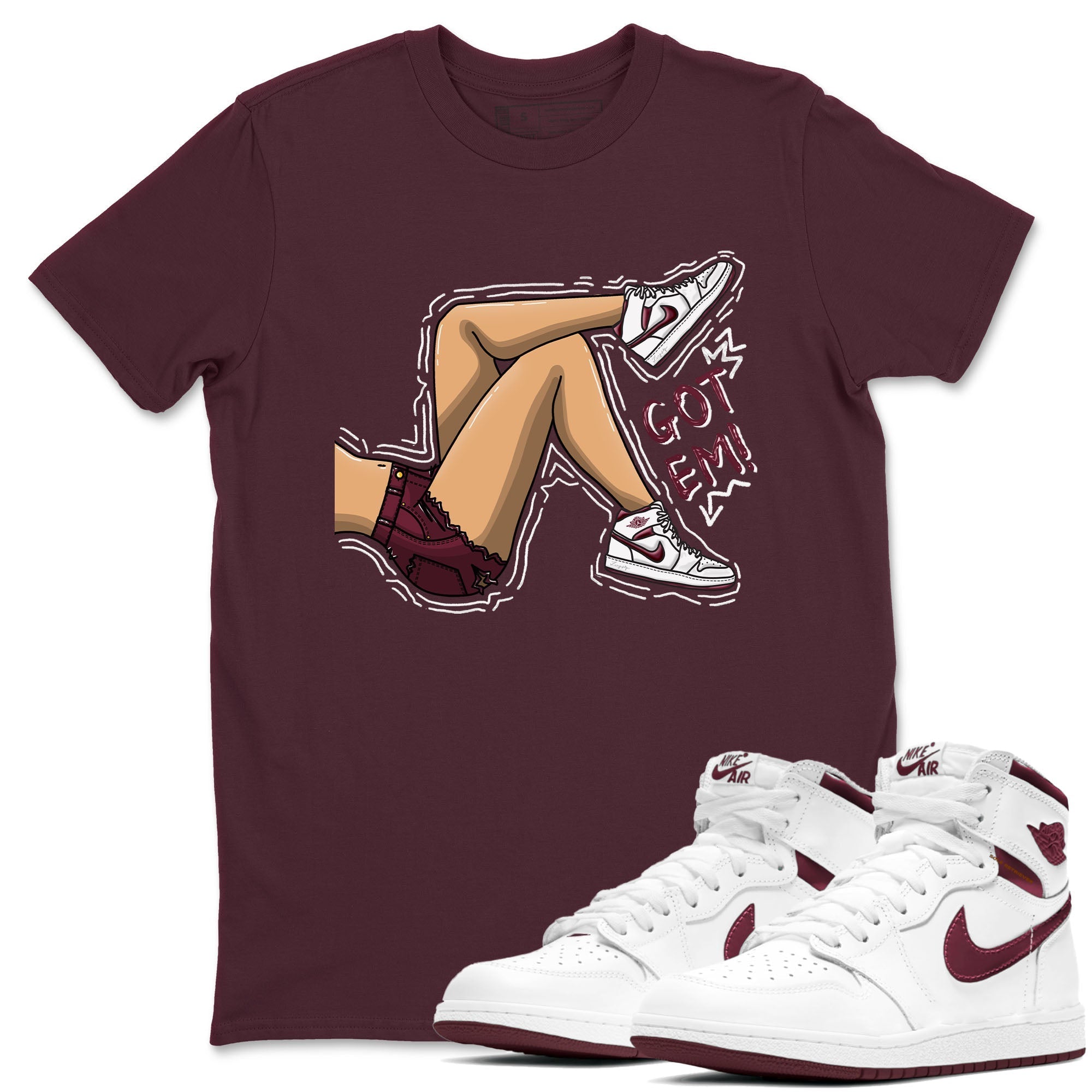 Got Em Legs snkmatch Tees - Air Jordan 1 Metallic Burgundy