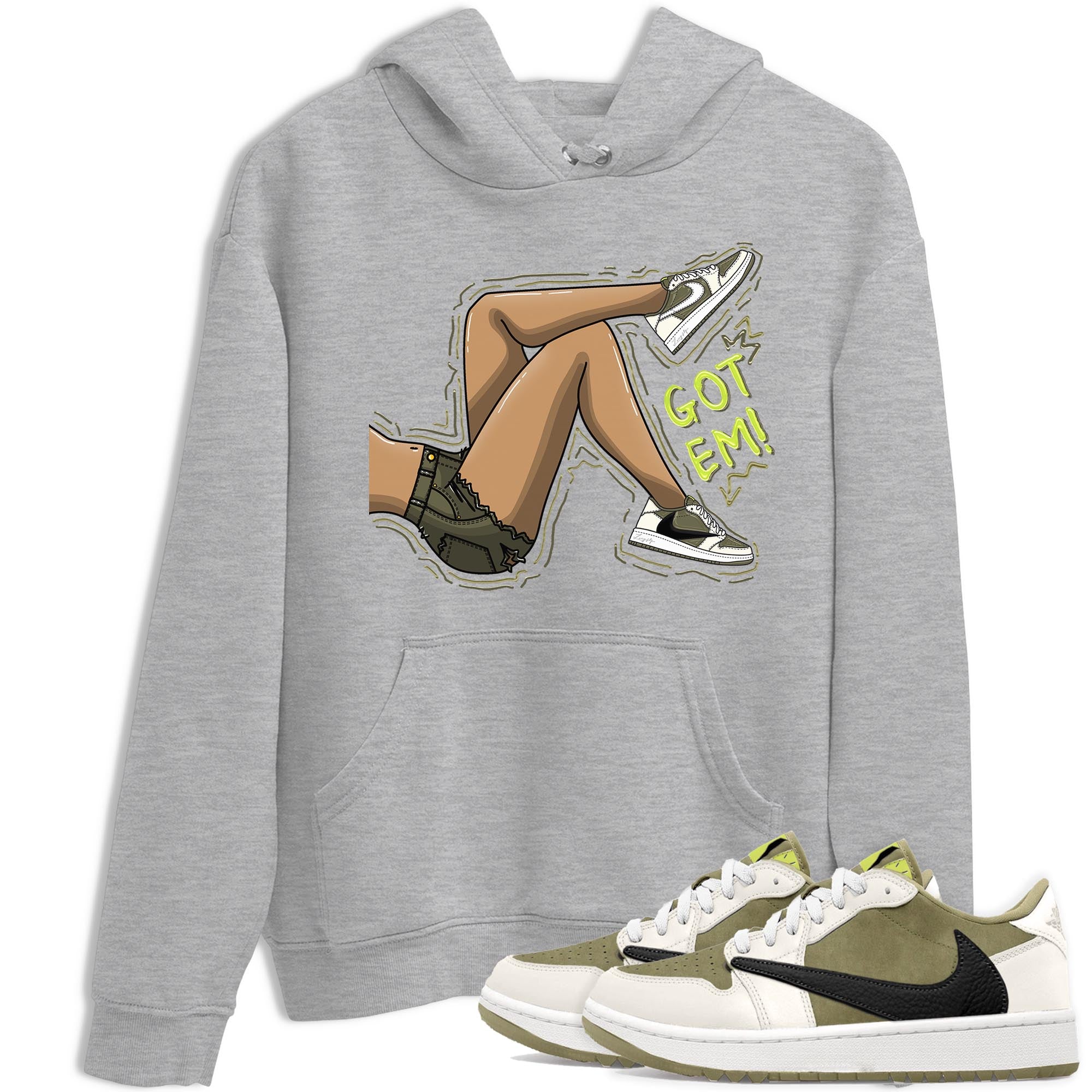 Got Em Legs snkmatch Tee - Air Jordan 1 Travis Scott Golf Olive
