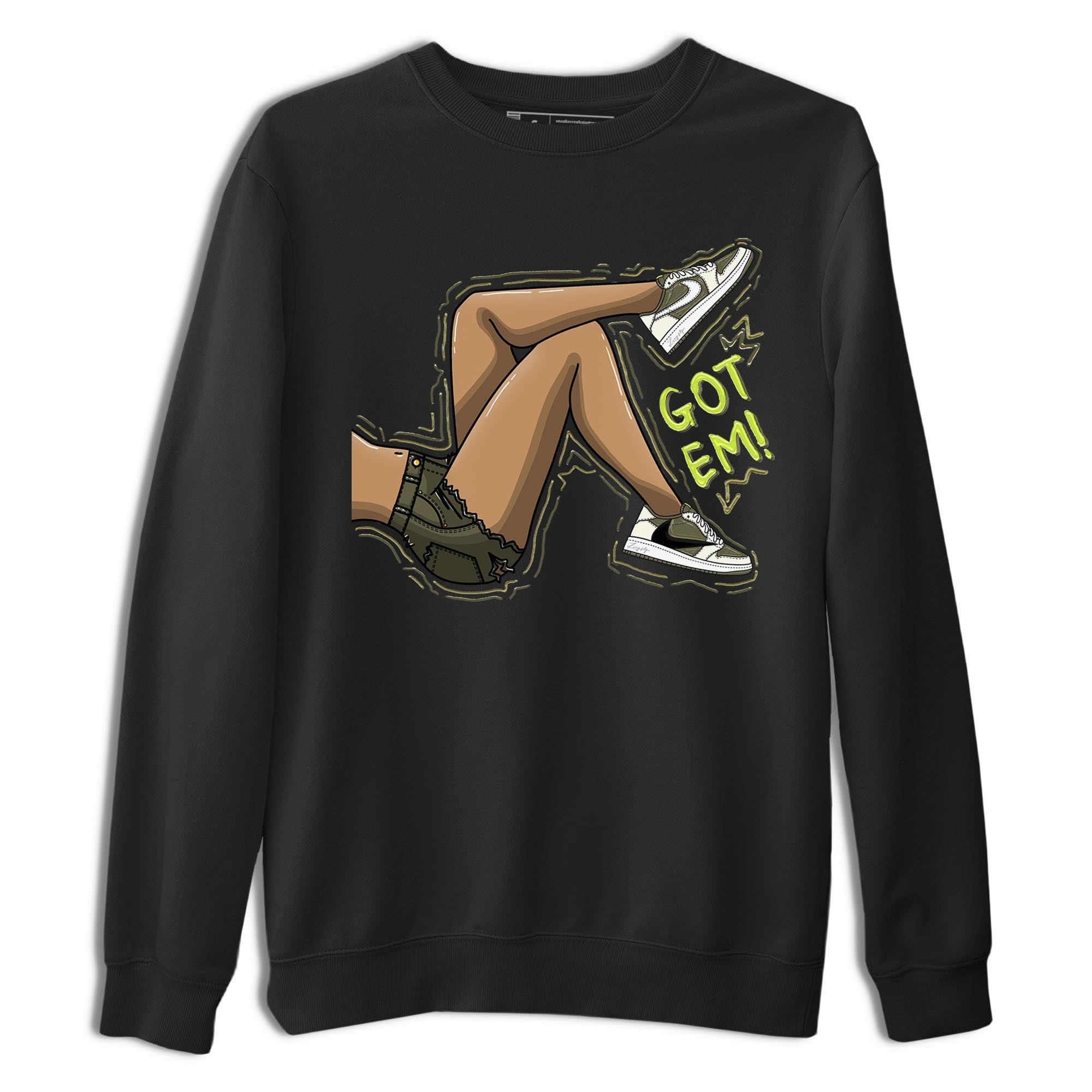 Got Em Legs snkmatch Tee - Air Jordan 1 Travis Scott Golf Olive