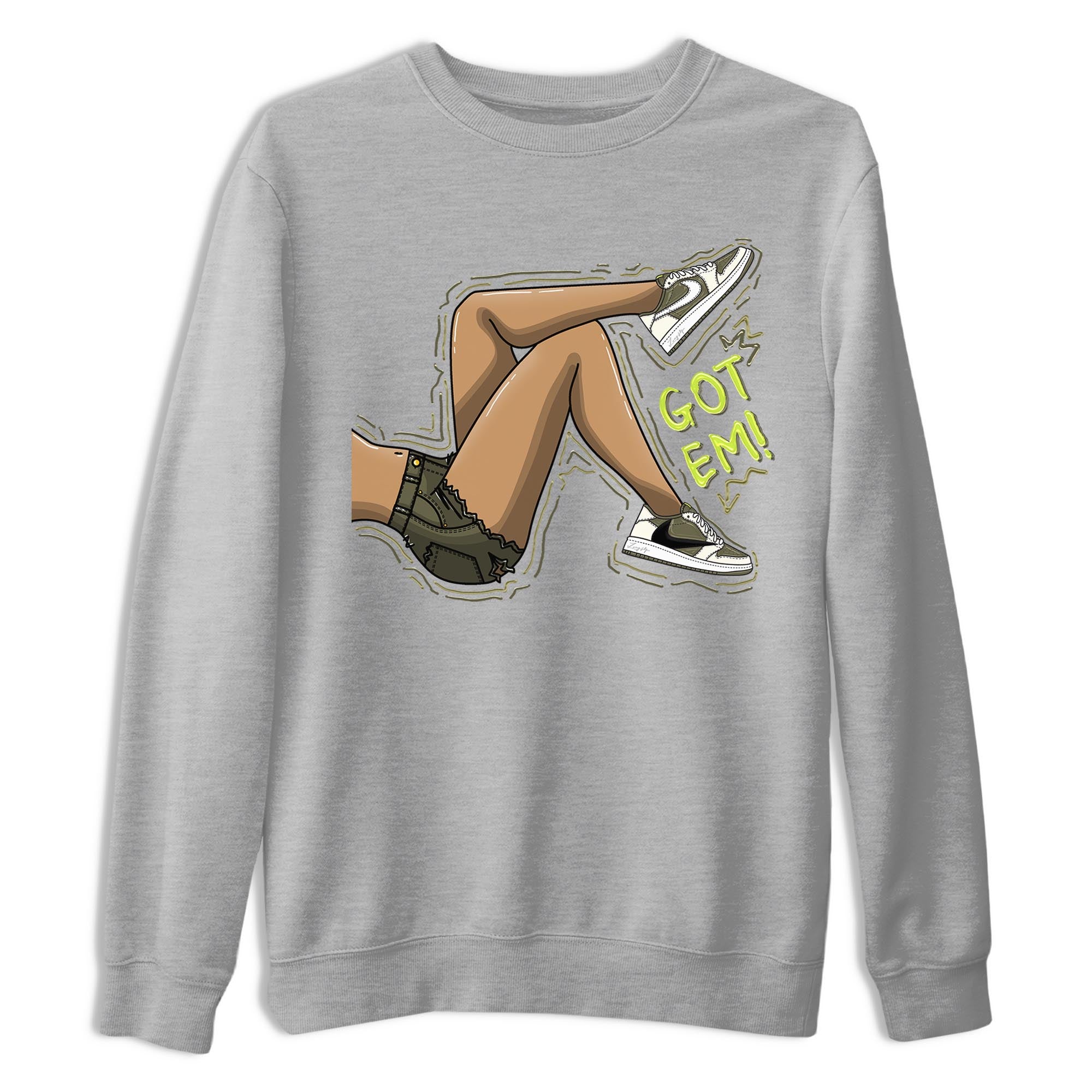 Got Em Legs snkmatch Tee - Air Jordan 1 Travis Scott Golf Olive