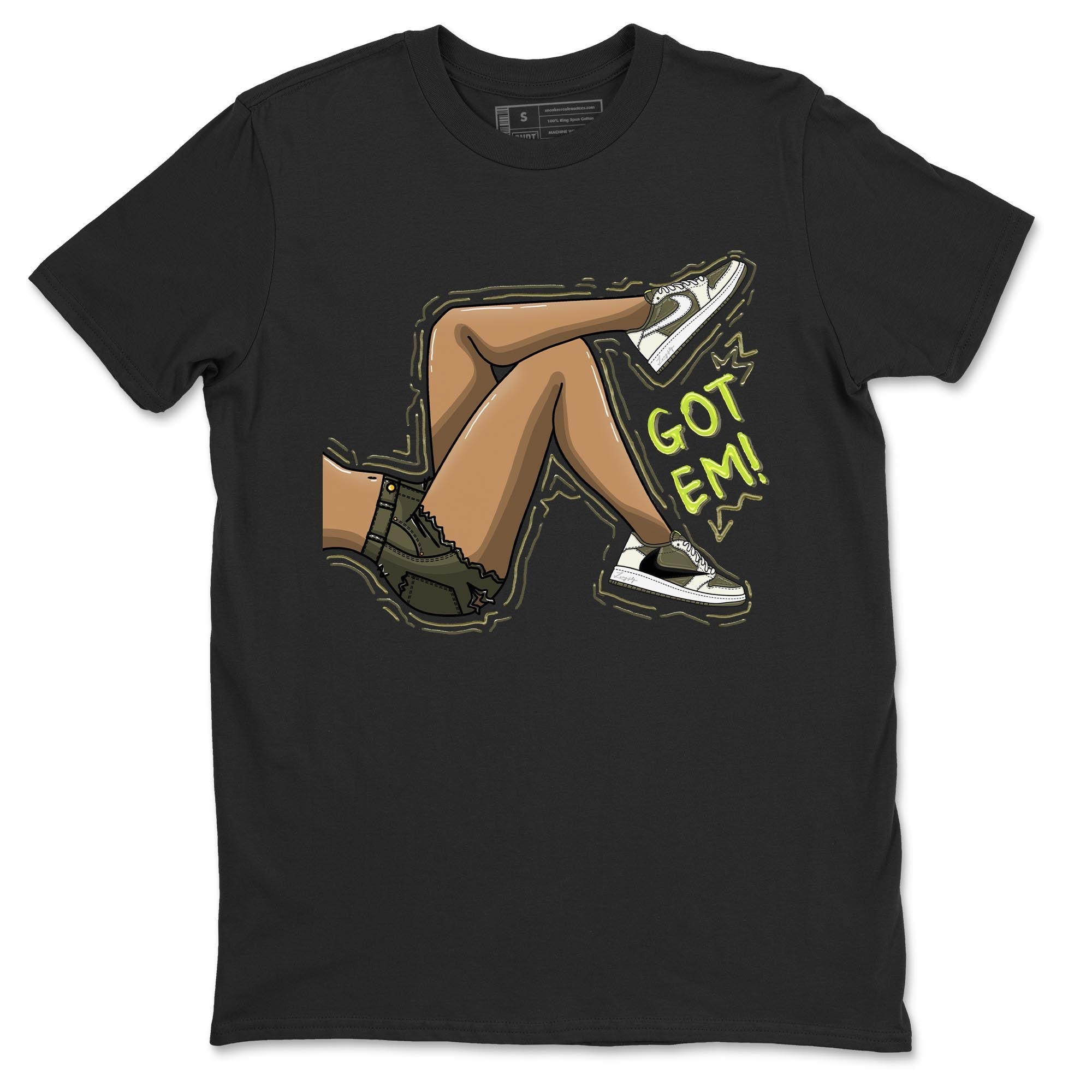 Got Em Legs snkmatch Tee - Air Jordan 1 Travis Scott Golf Olive