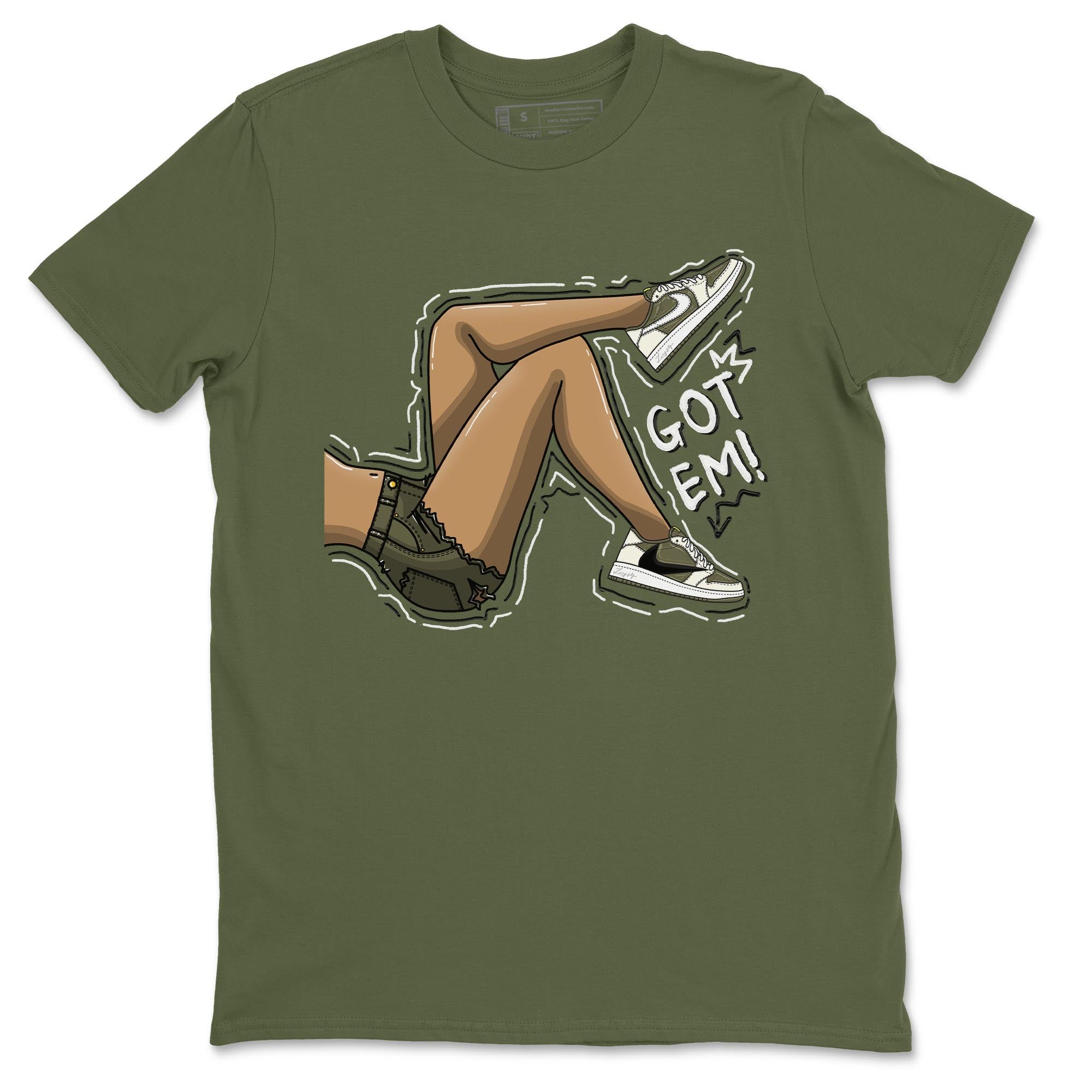 Got Em Legs snkmatch Tee - Air Jordan 1 Travis Scott Golf Olive