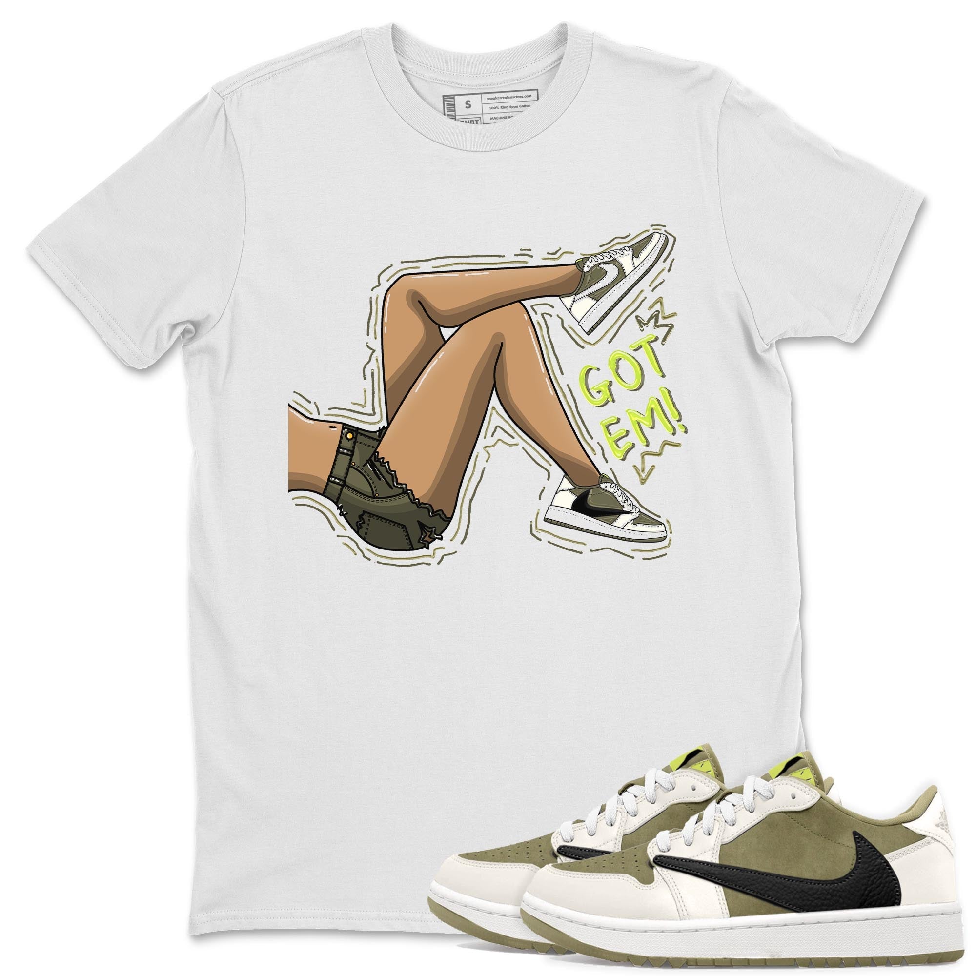 Got Em Legs snkmatch Tee - Air Jordan 1 Travis Scott Golf Olive