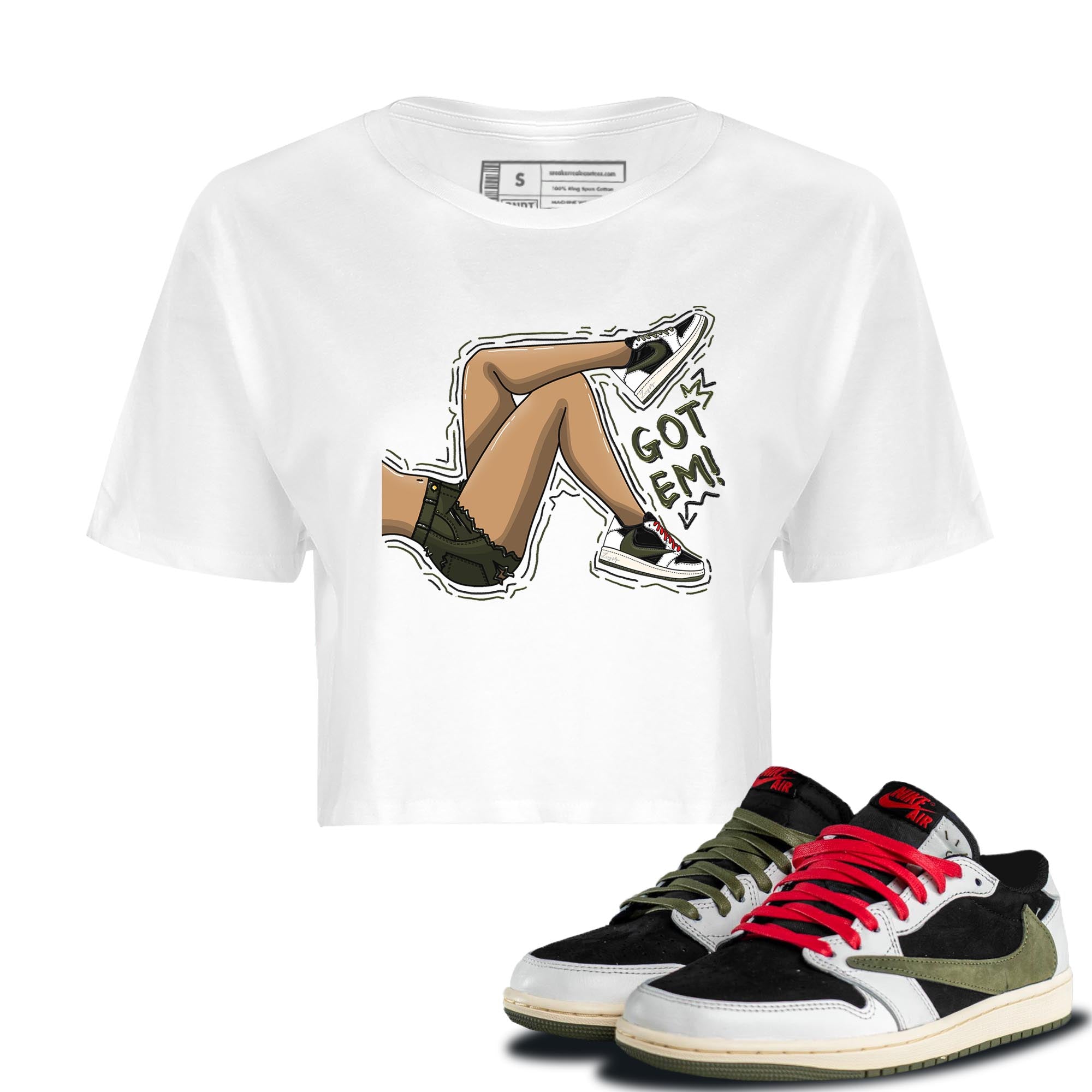 Got Em Legs Women's Tops - Air Jordan 1 Travis Scott Olive